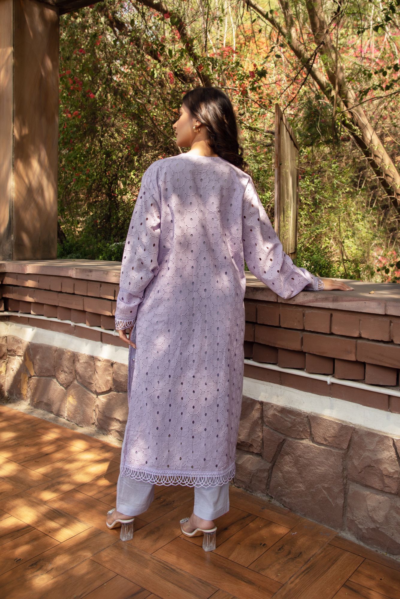 Lavender schiffli Oversize Pakistani Kurta Set