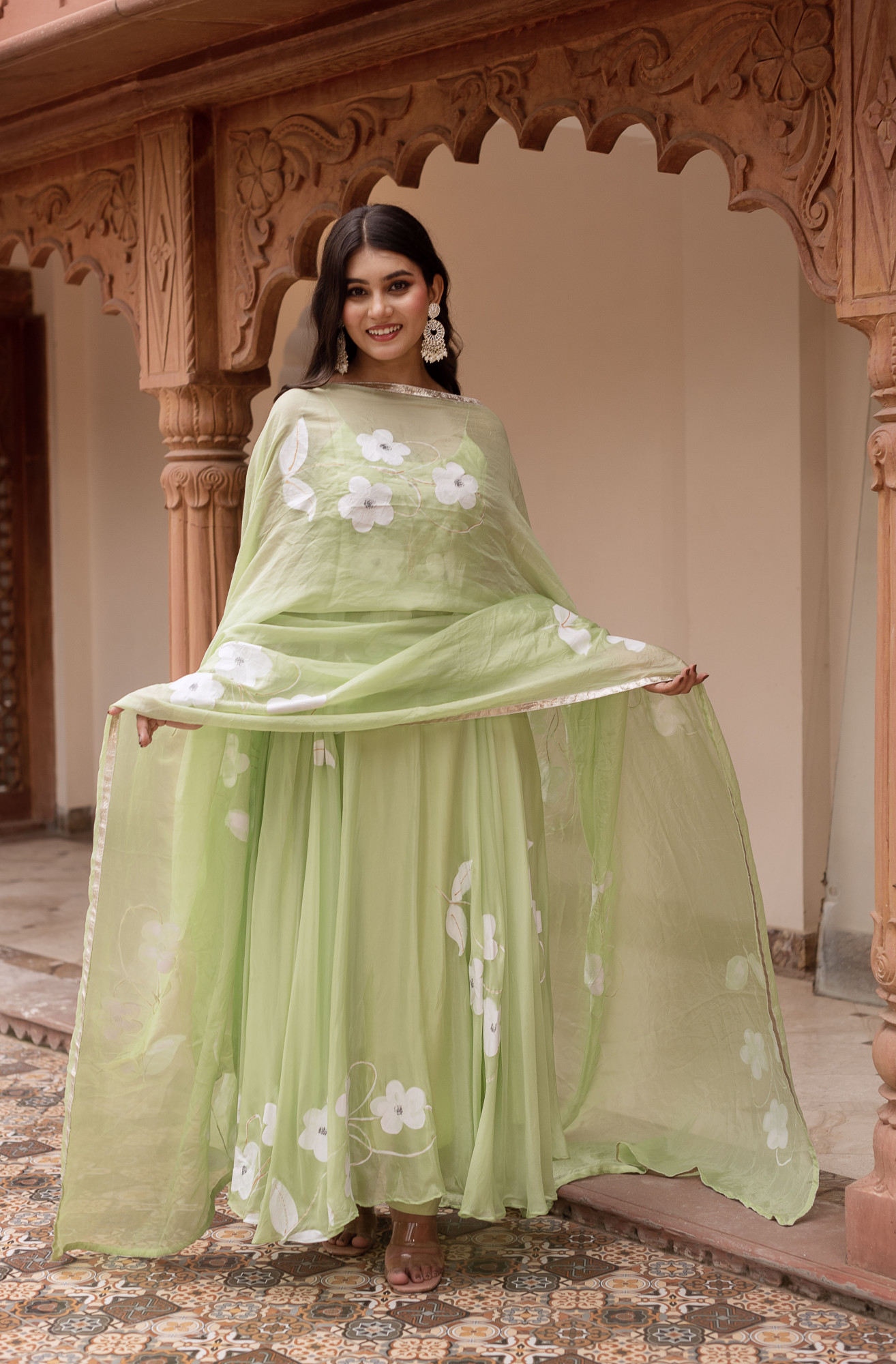 Pistachio Handpainted Suit Set