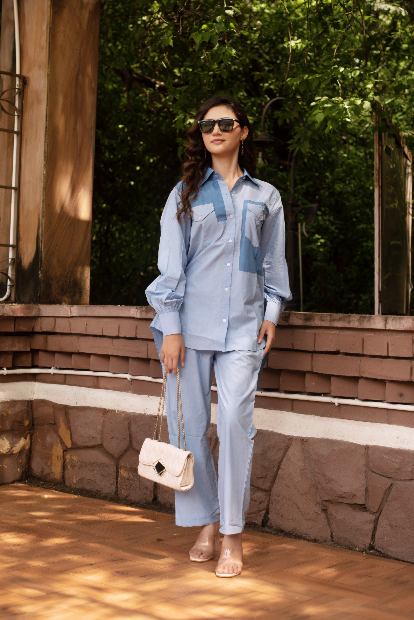 Blue Poplin Cotton Coord Set