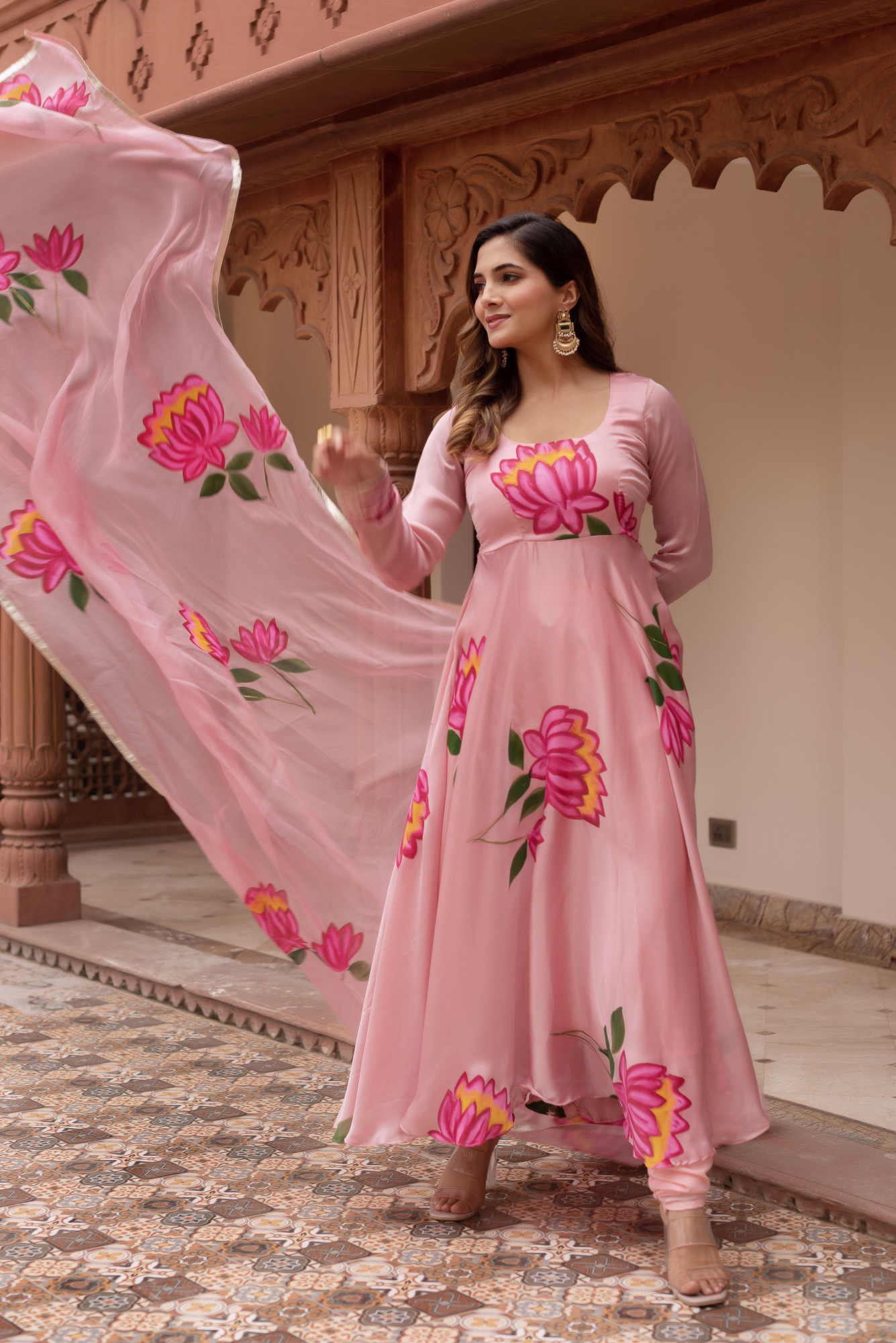 Pink Flamingo Handpainted Suit Set