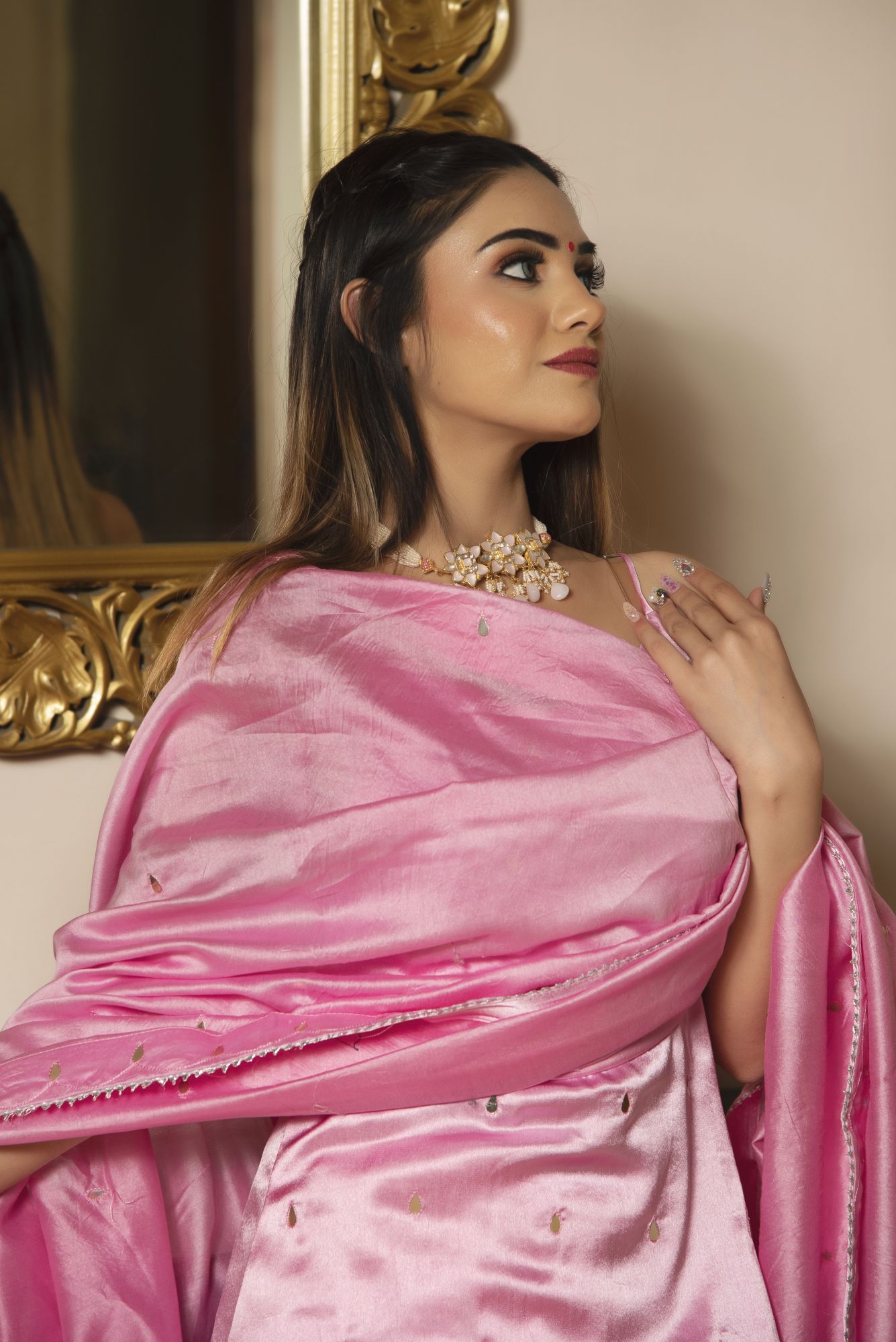 Baby Bloom Handwork Satin Chanderi Sharara Set