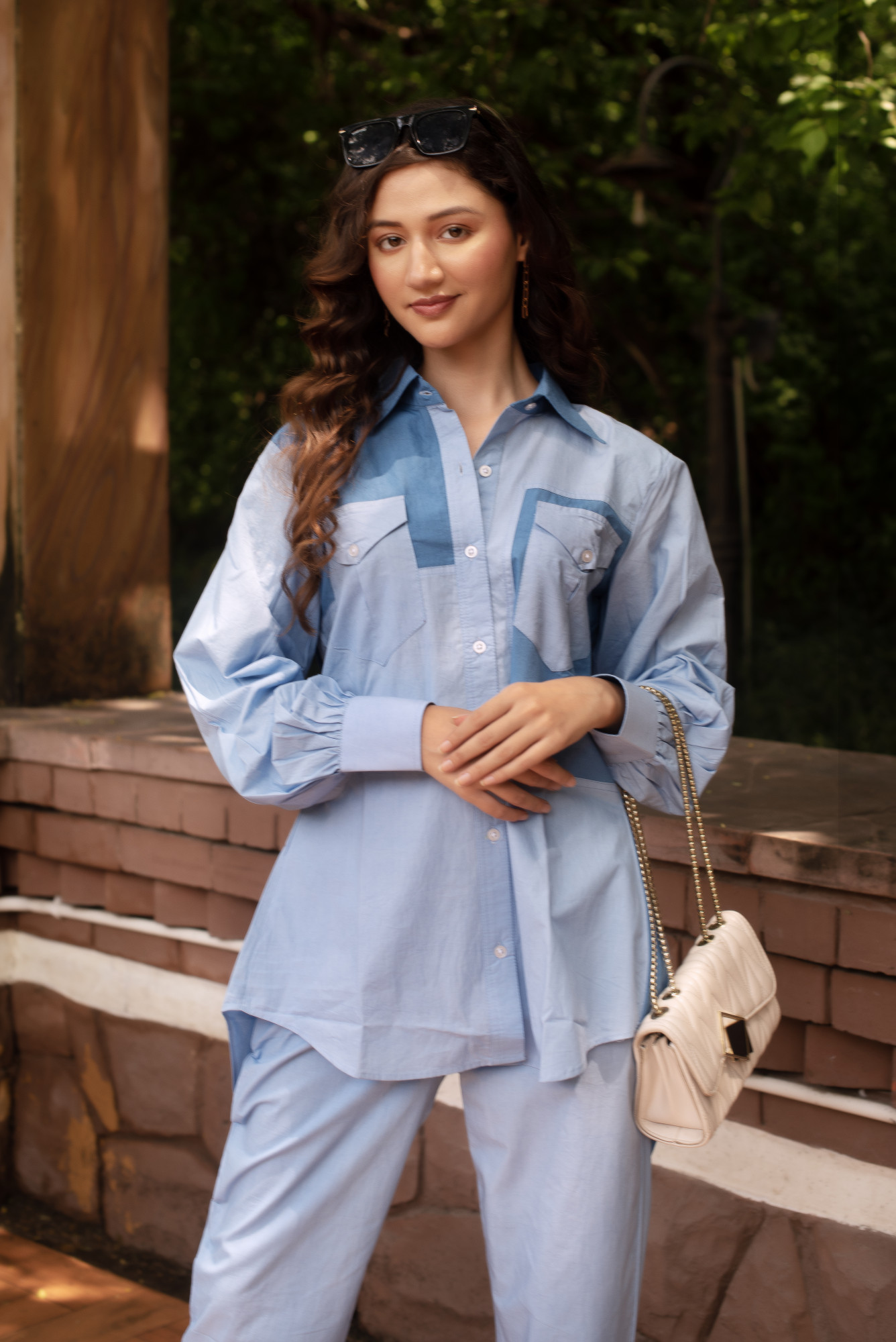 Blue Poplin Cotton Coord Set
