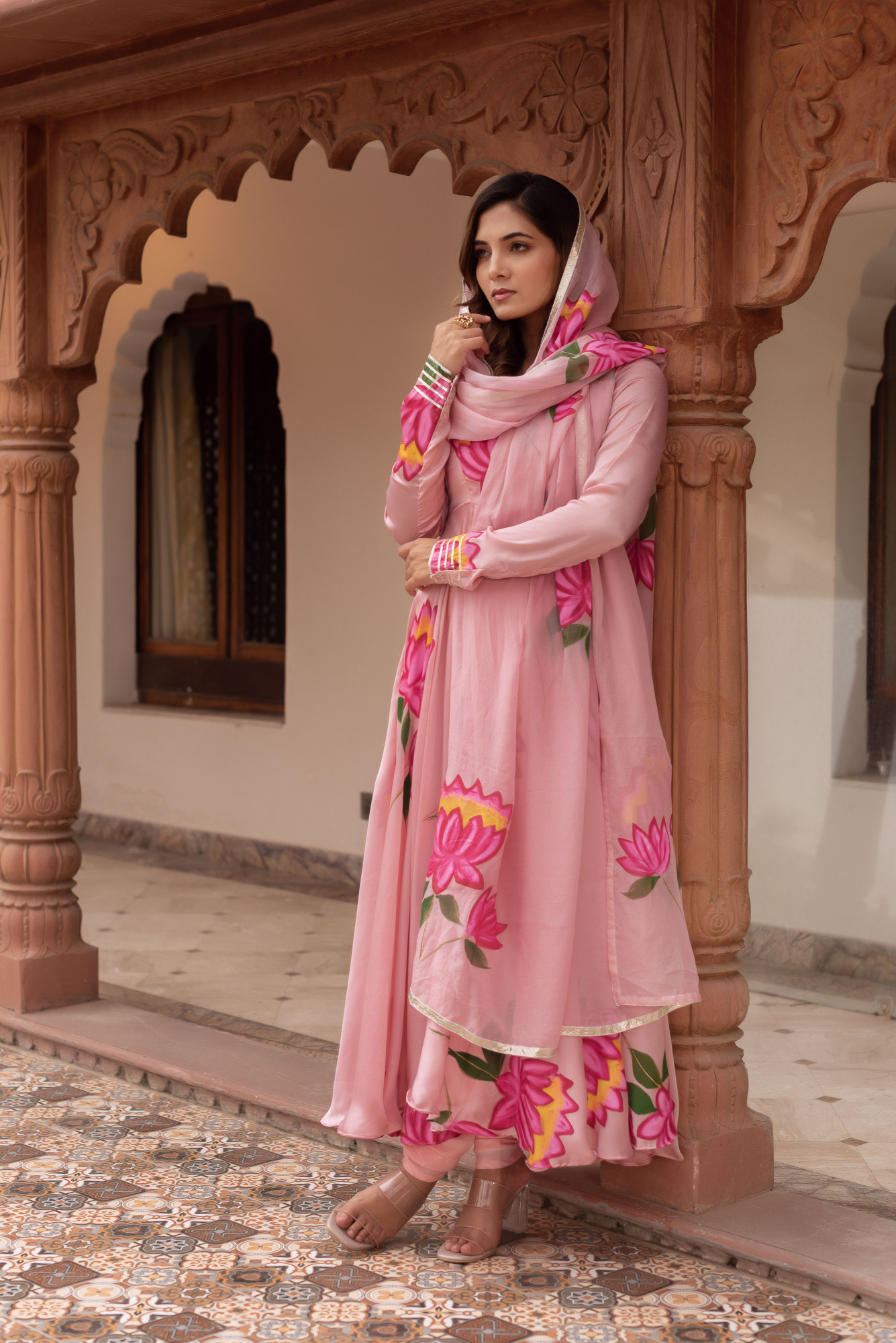 Pink Flamingo Handpainted Suit Set