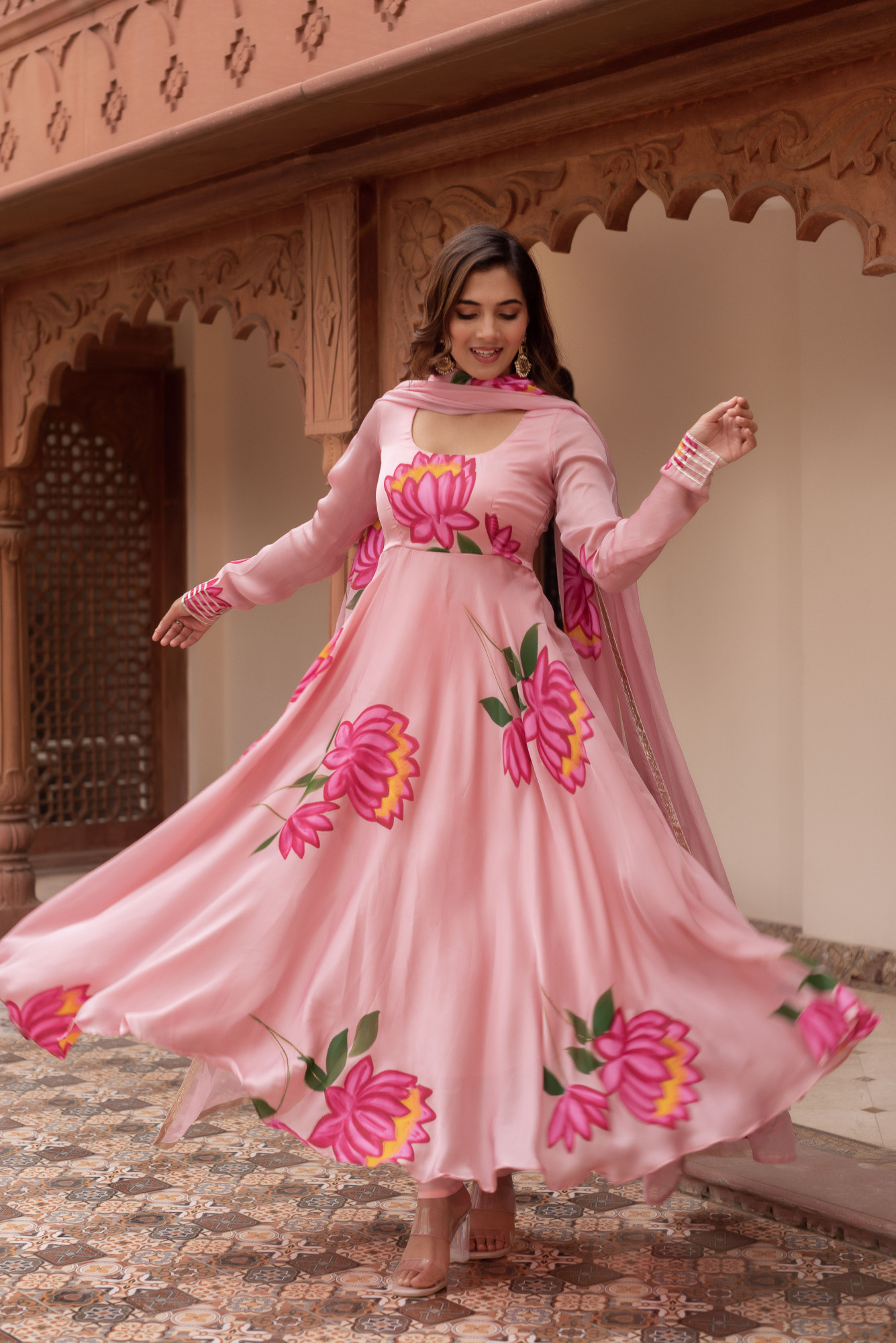 Pink Flamingo Handpainted Suit Set