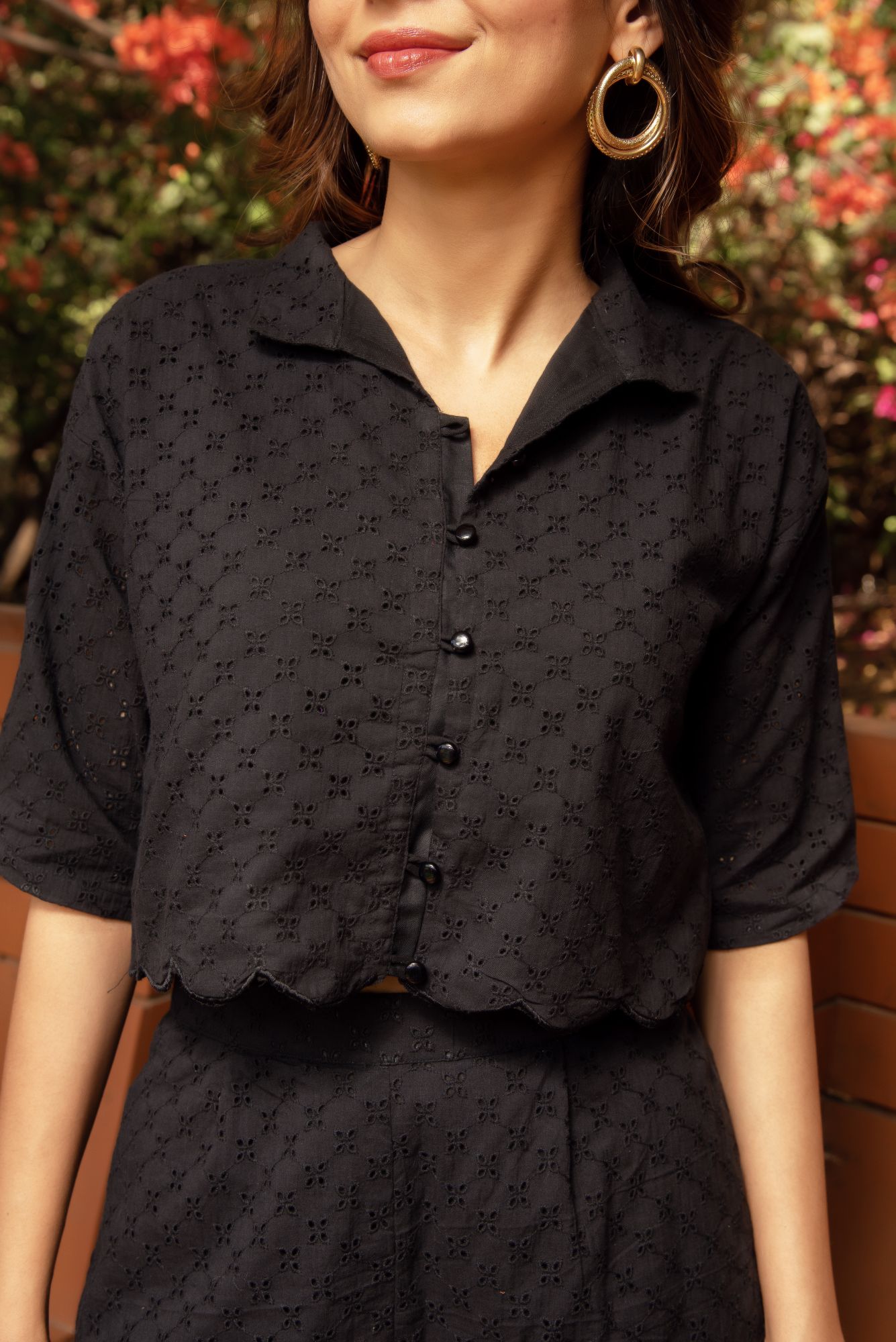 Black schiffli Coord set