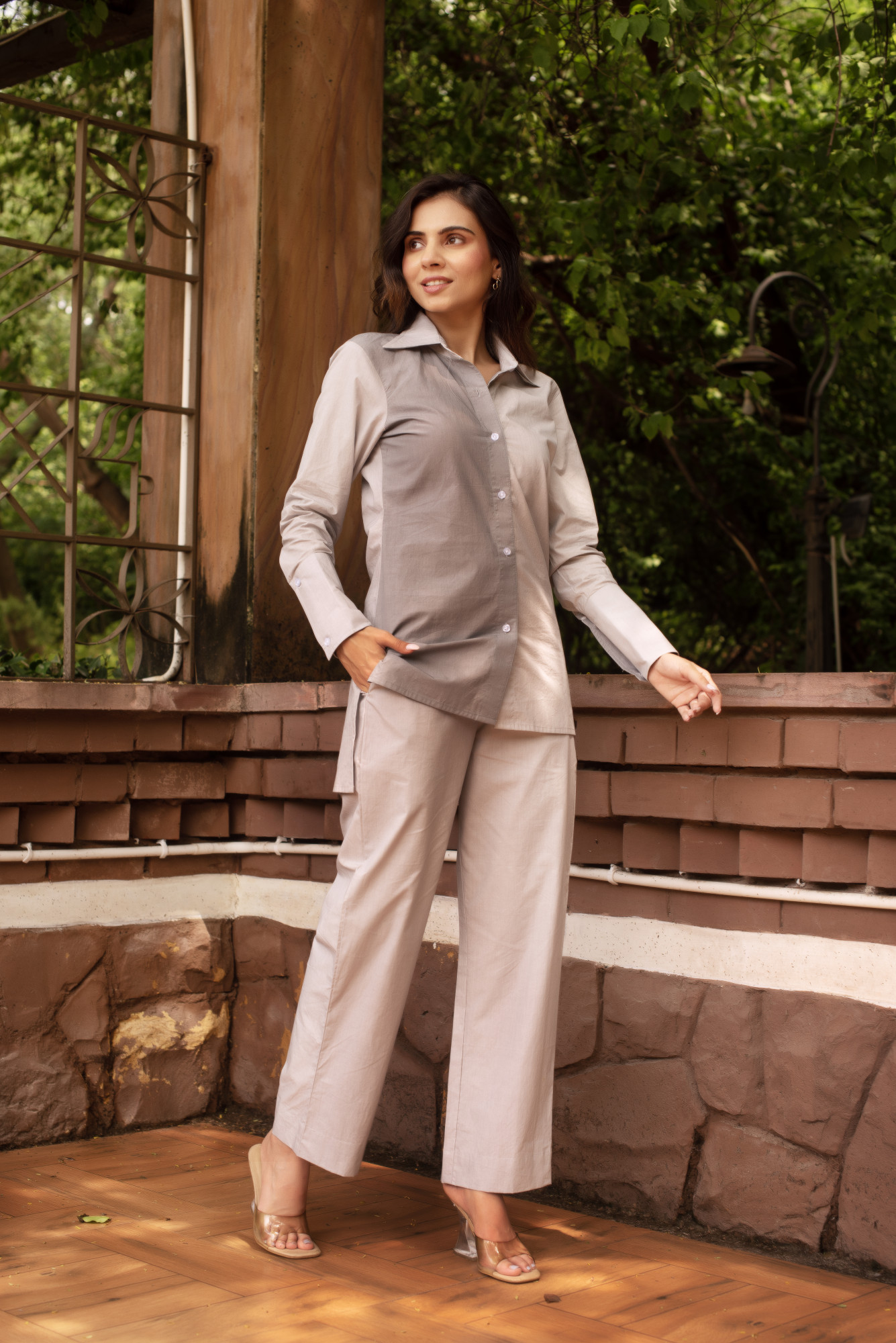 Grey Poplin Cotton Coord Set