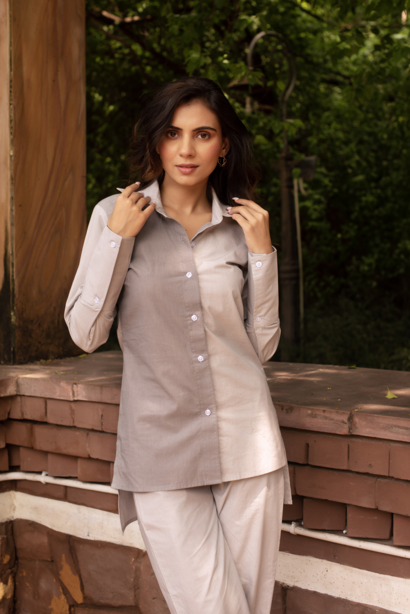 Grey Poplin Cotton Coord Set