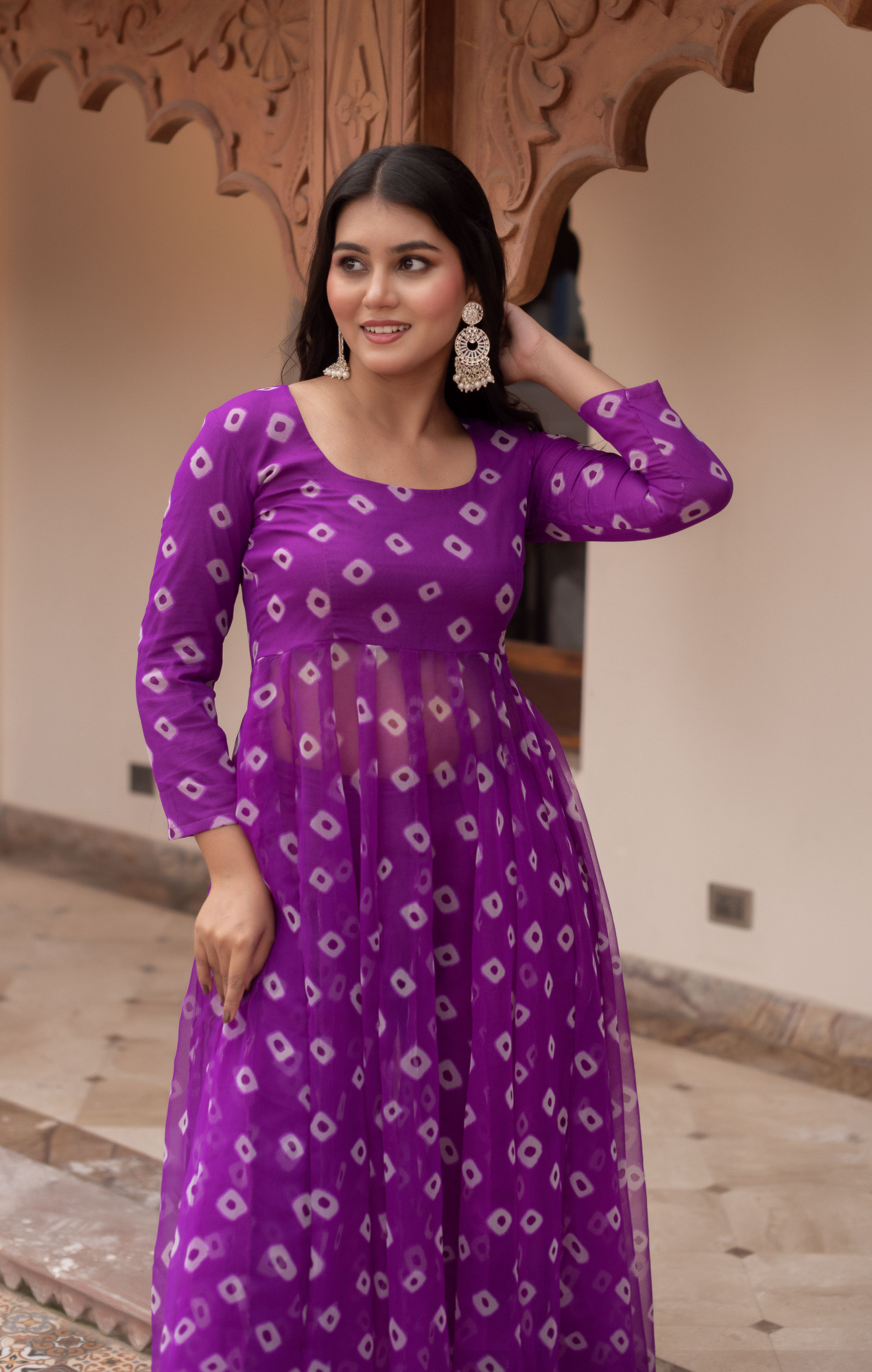 Purple Slit Georgette Suit Set