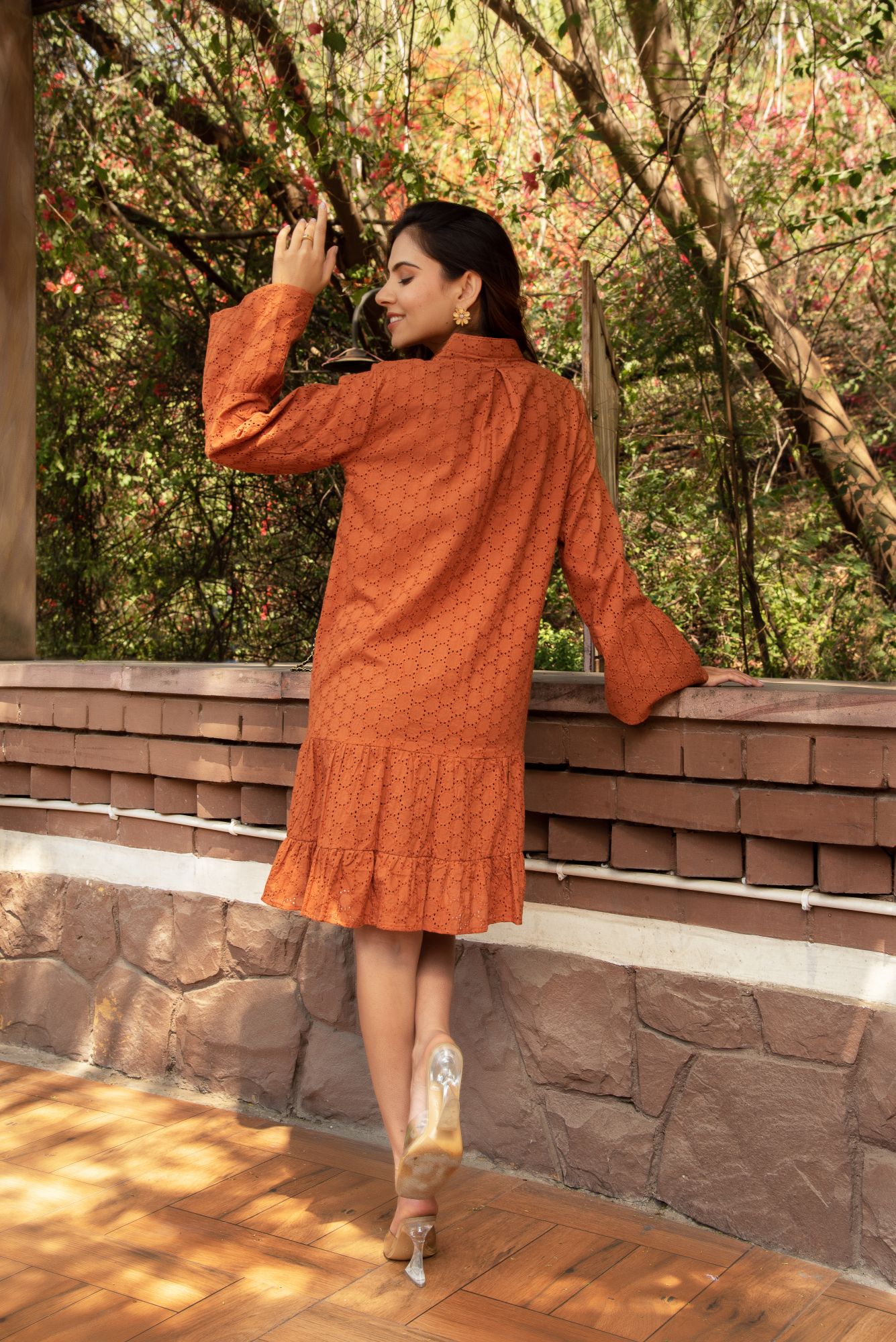 Walnut Brown schiffli Dress