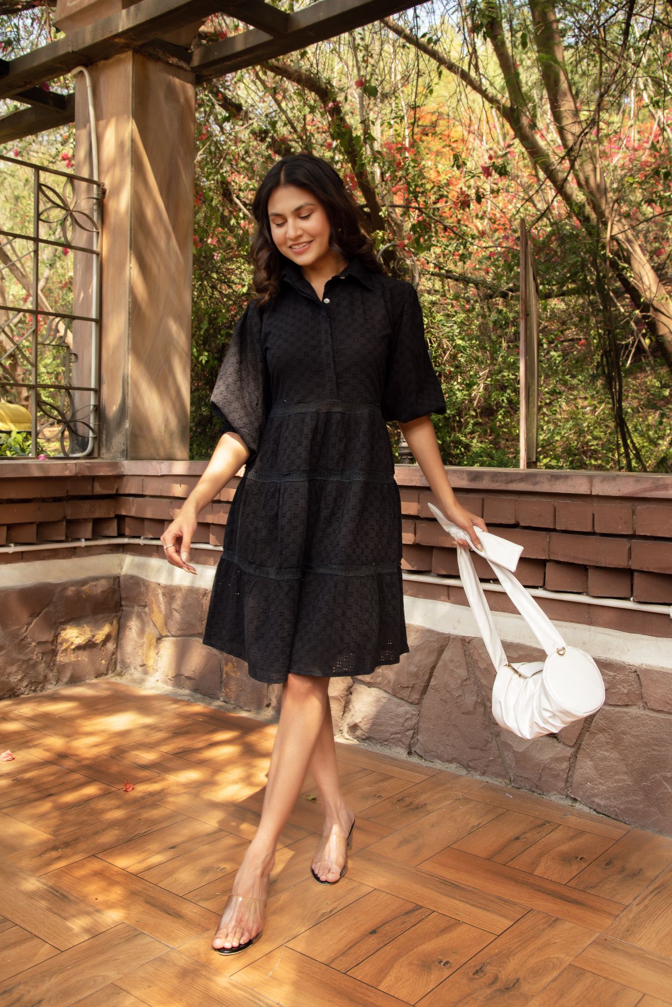 Black schiffli Dress