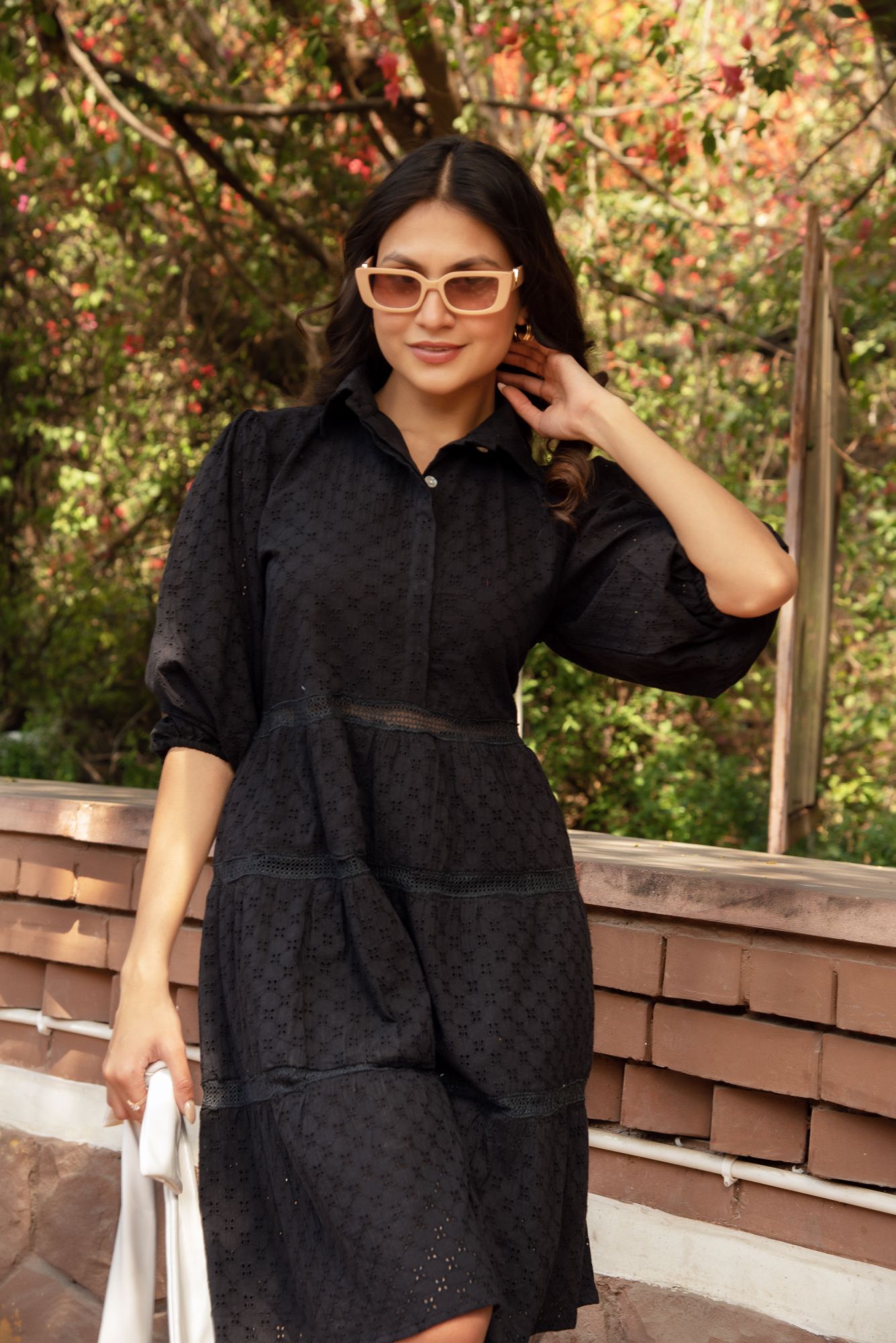 Black schiffli Dress