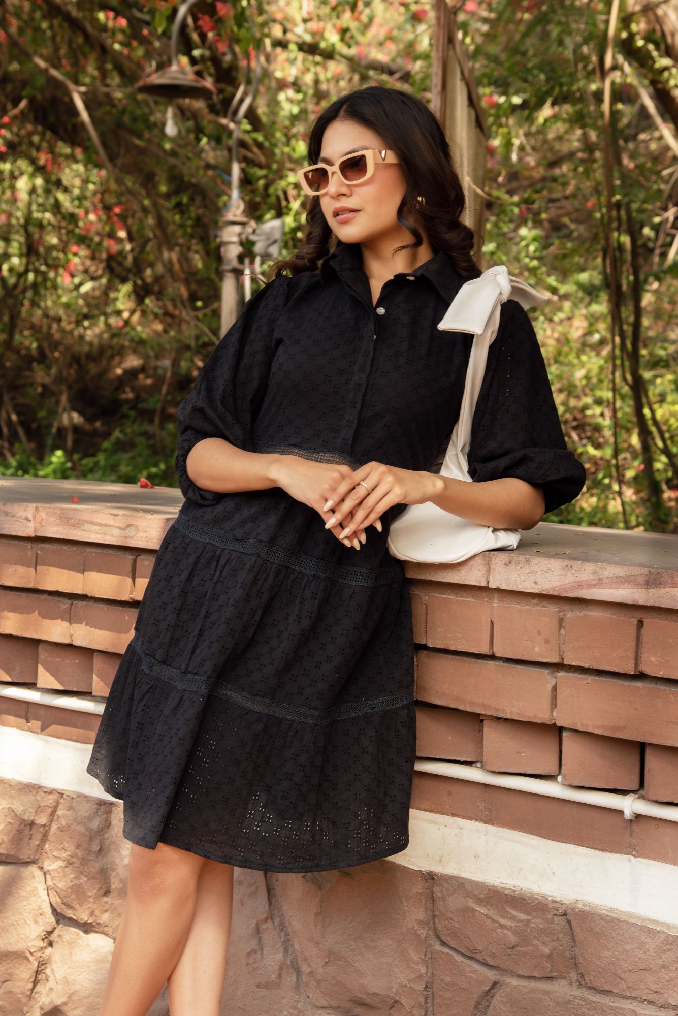 Black schiffli Dress