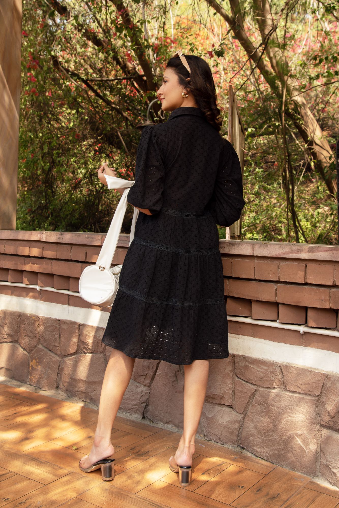 Black schiffli Dress