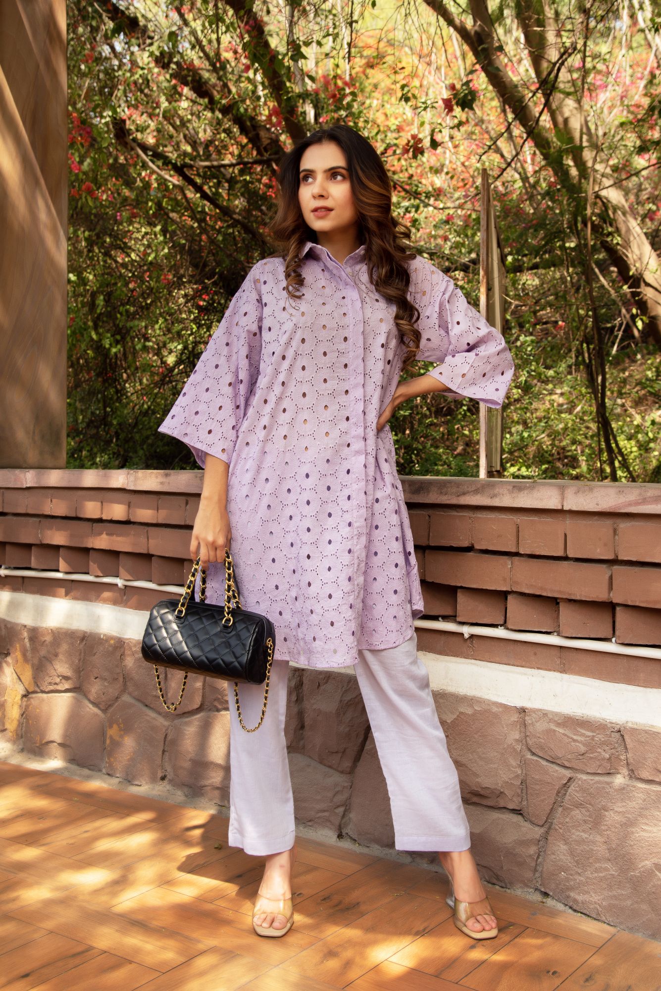 Lavender schiffli Coord Set