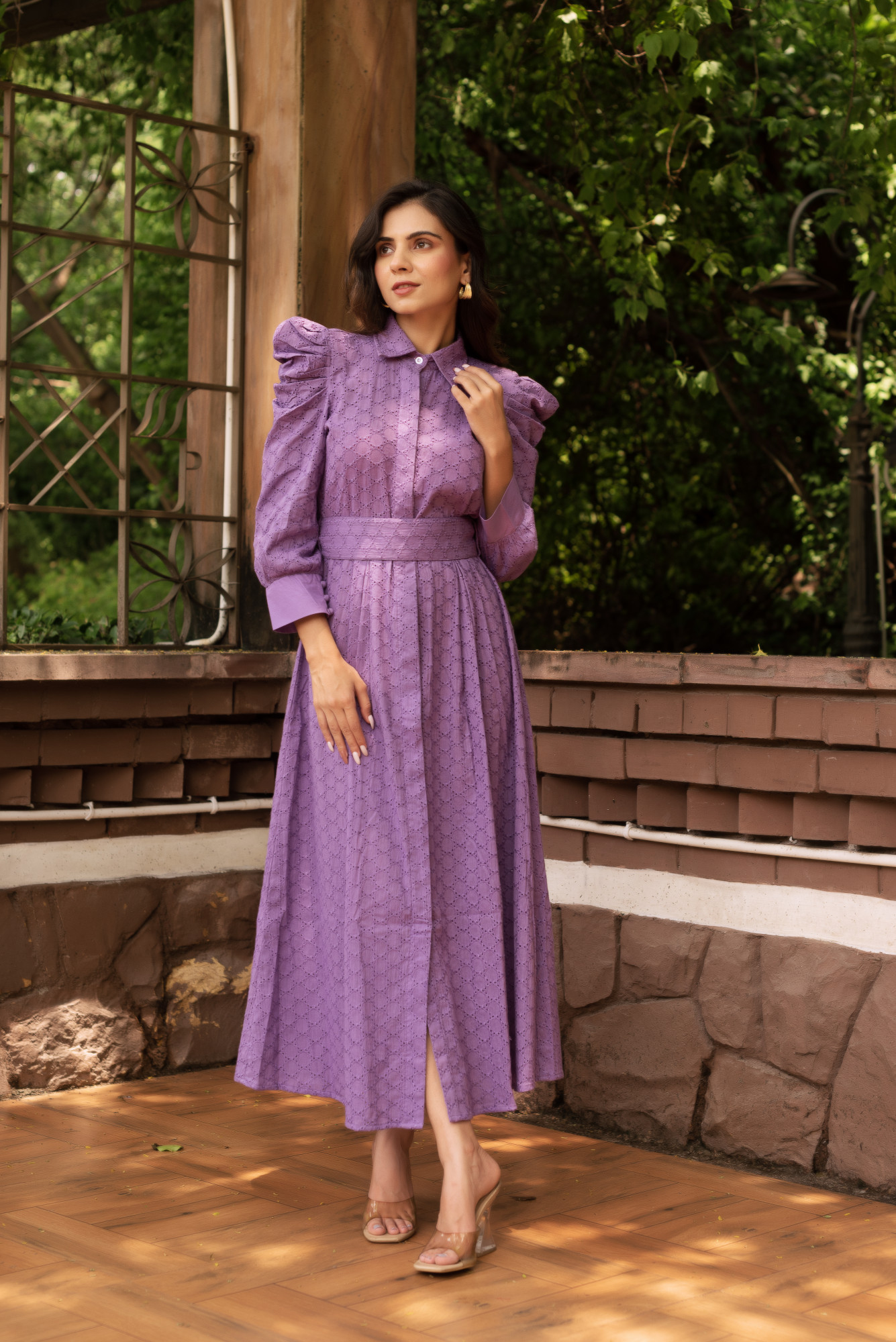 Lavender Schiffli Maxi Dress