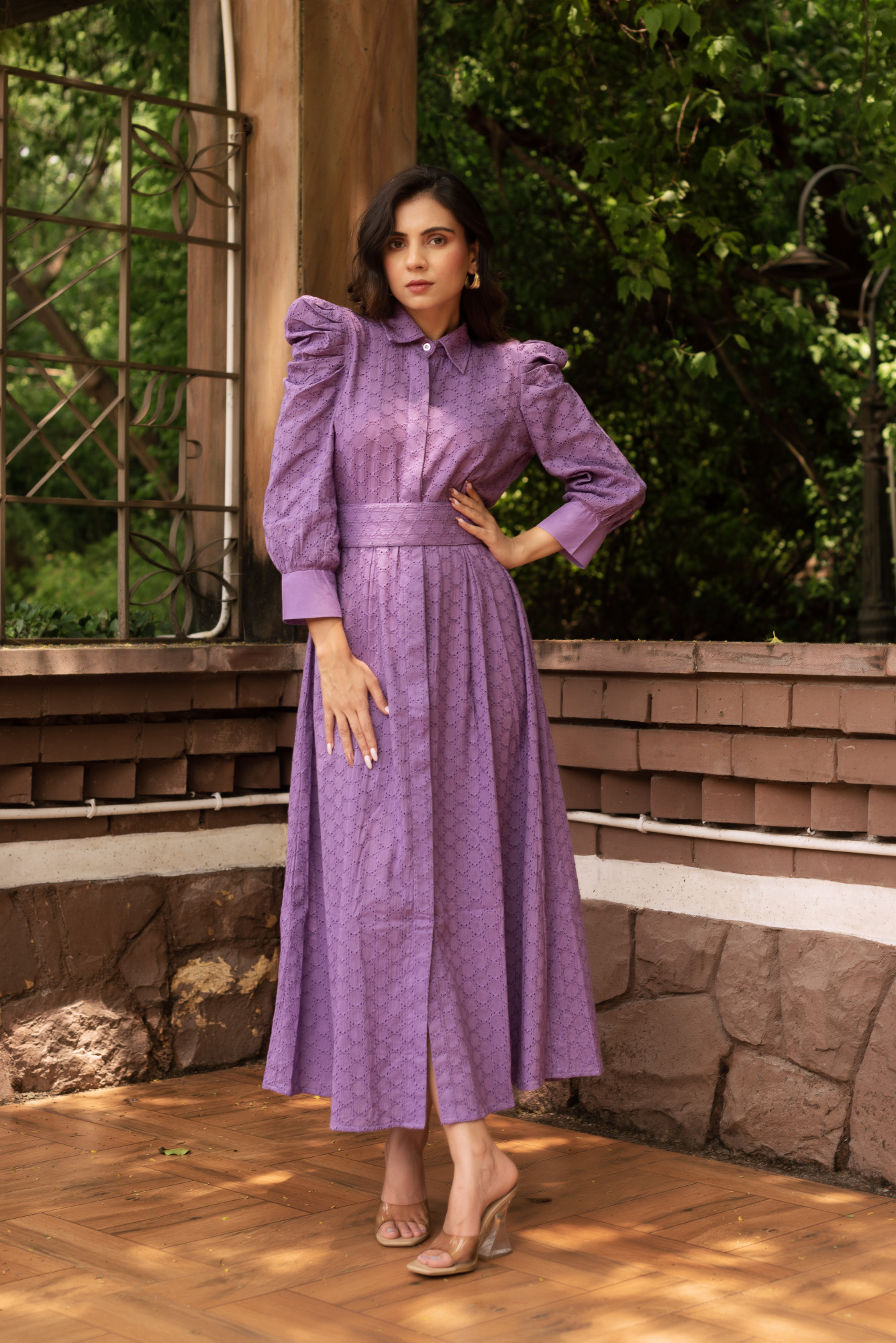 Lavender Schiffli Maxi Dress