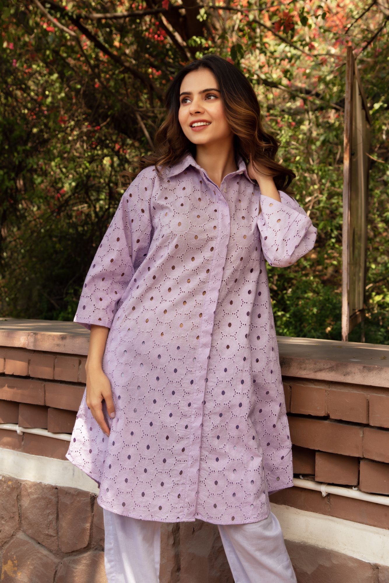 Lavender schiffli Coord Set