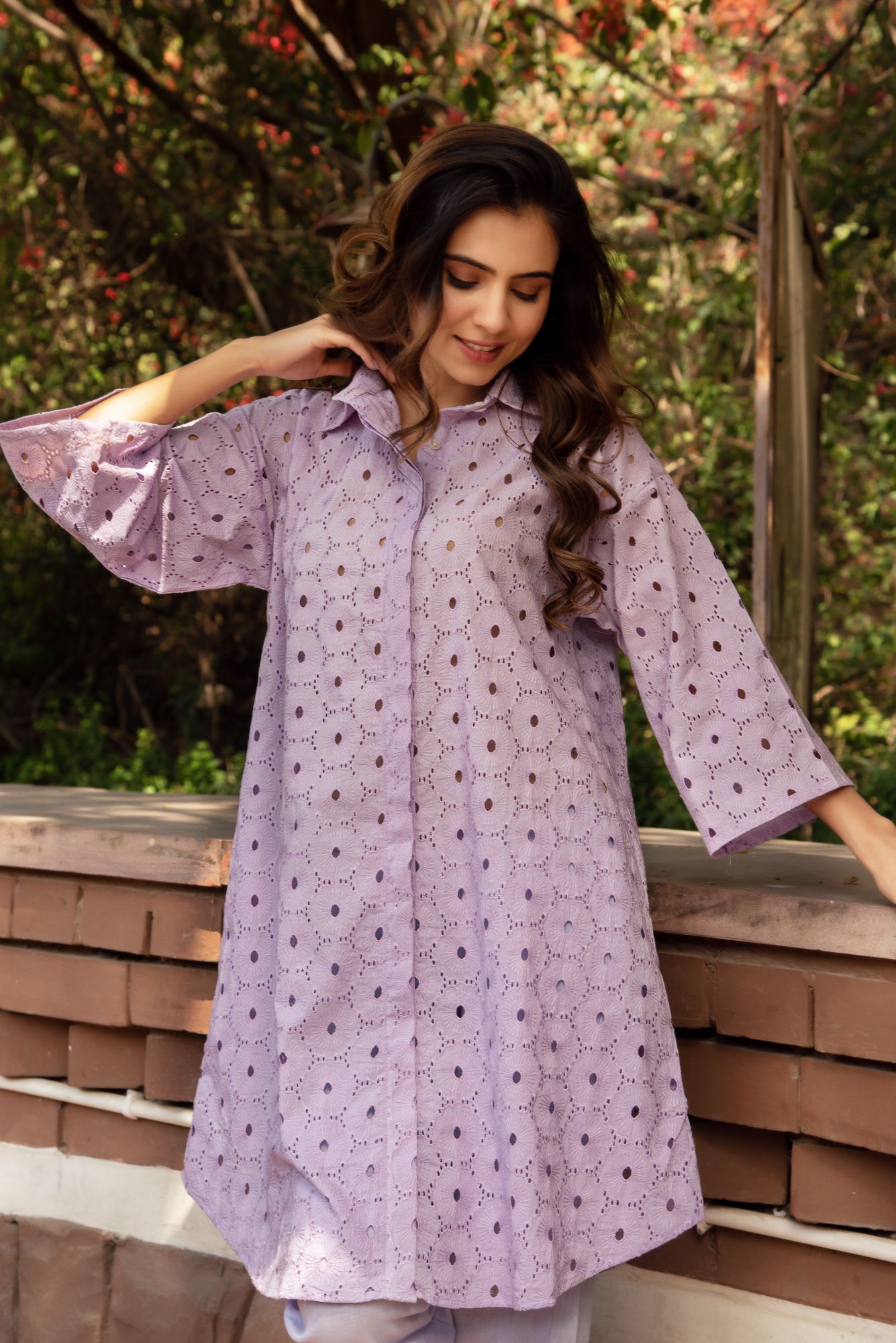 Lavender schiffli Coord Set