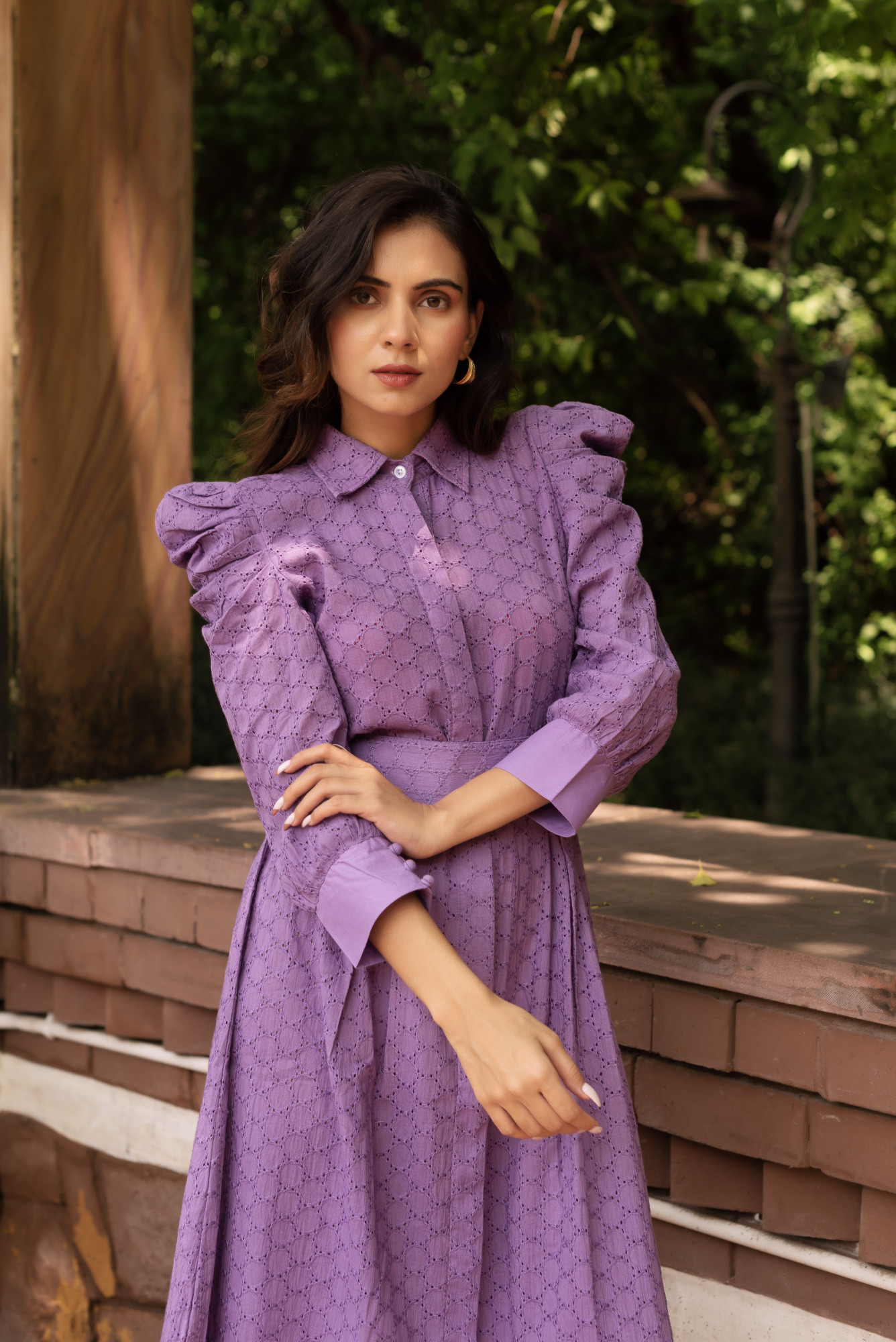 Lavender Schiffli Maxi Dress