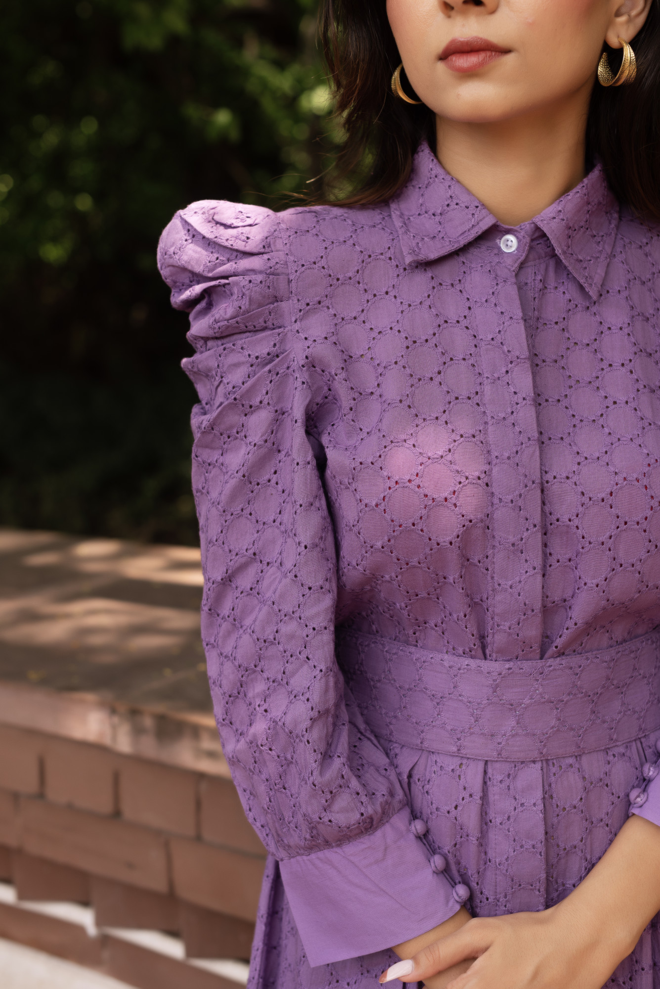 Lavender Schiffli Maxi Dress