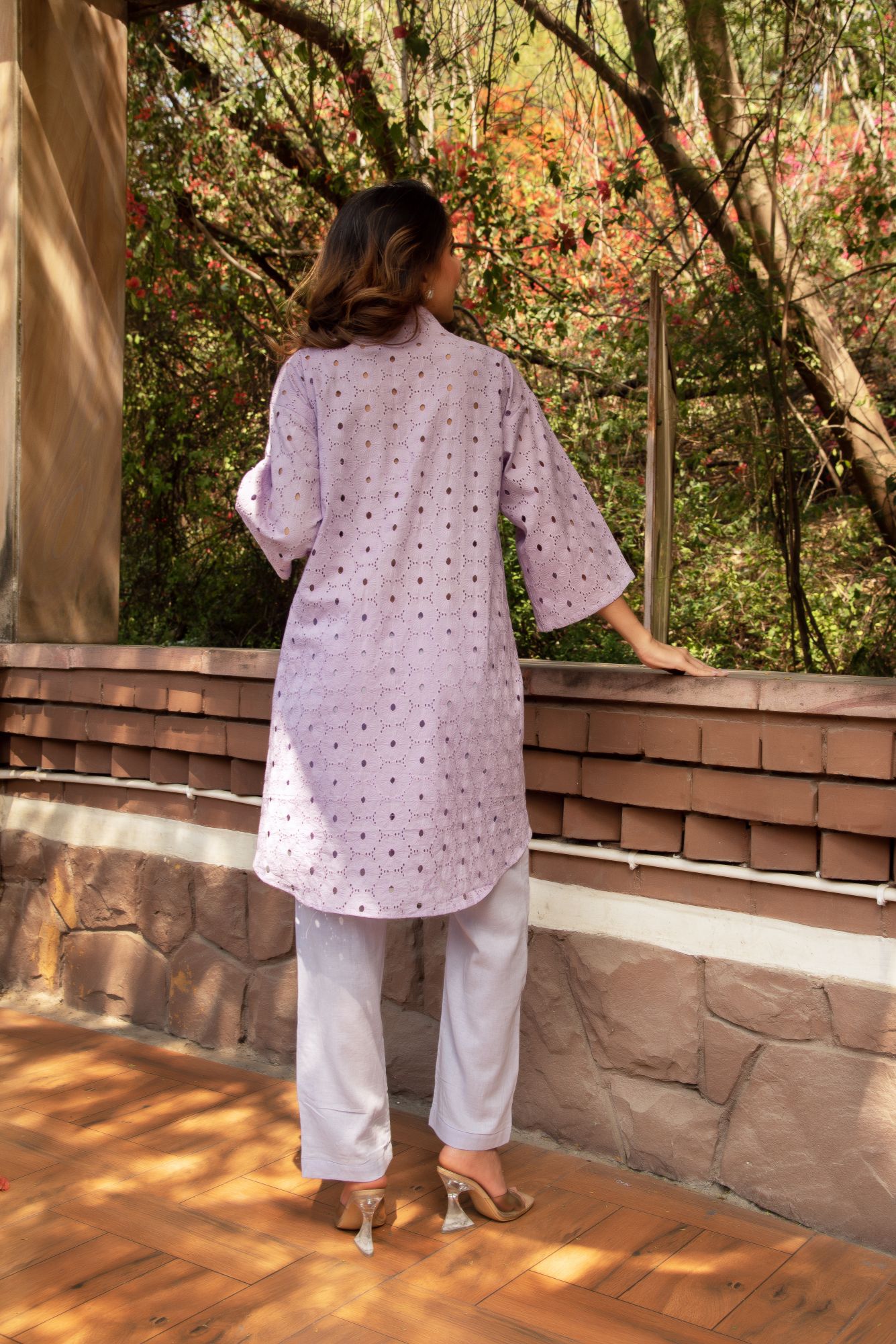 Lavender schiffli Coord Set