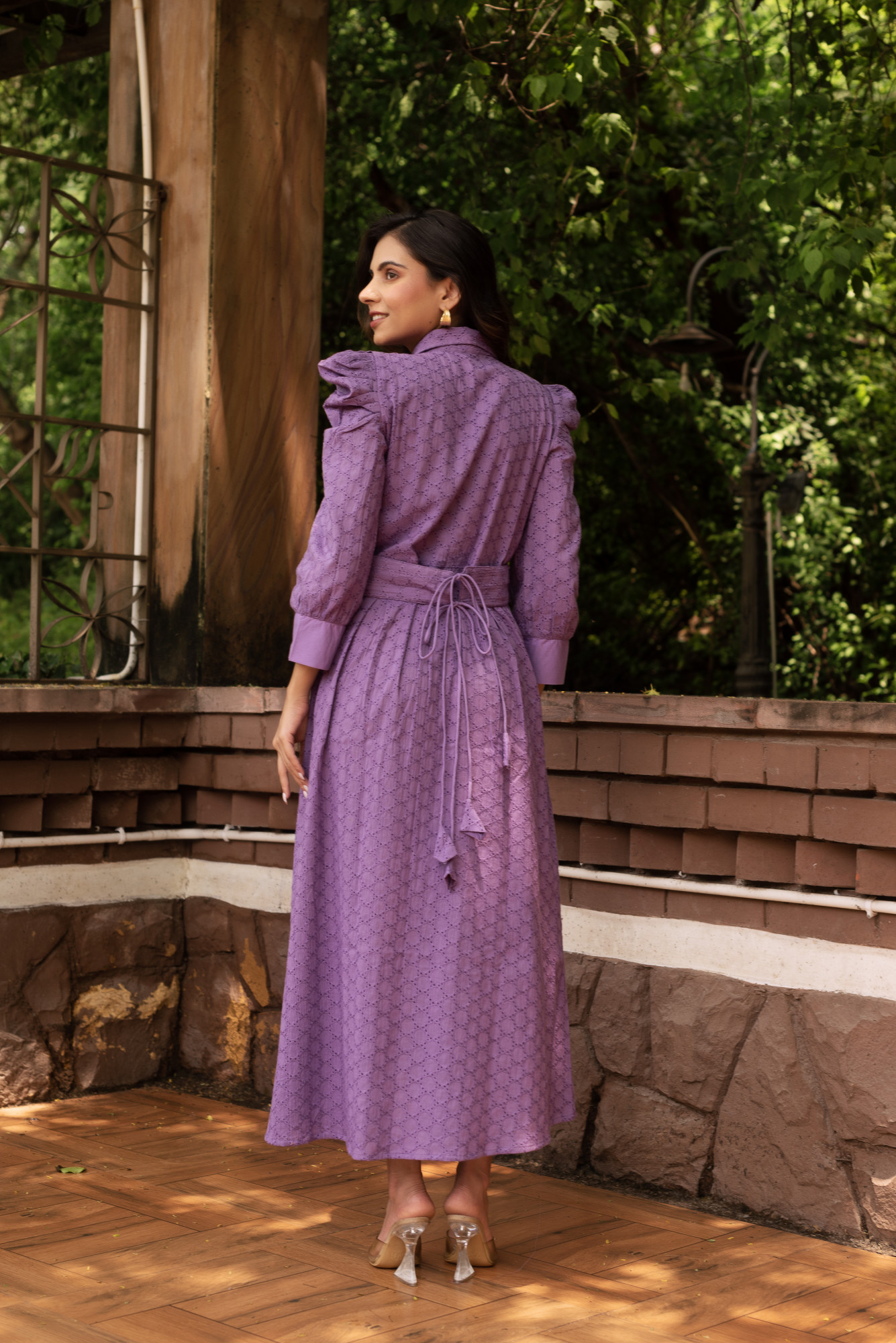 Lavender Schiffli Maxi Dress
