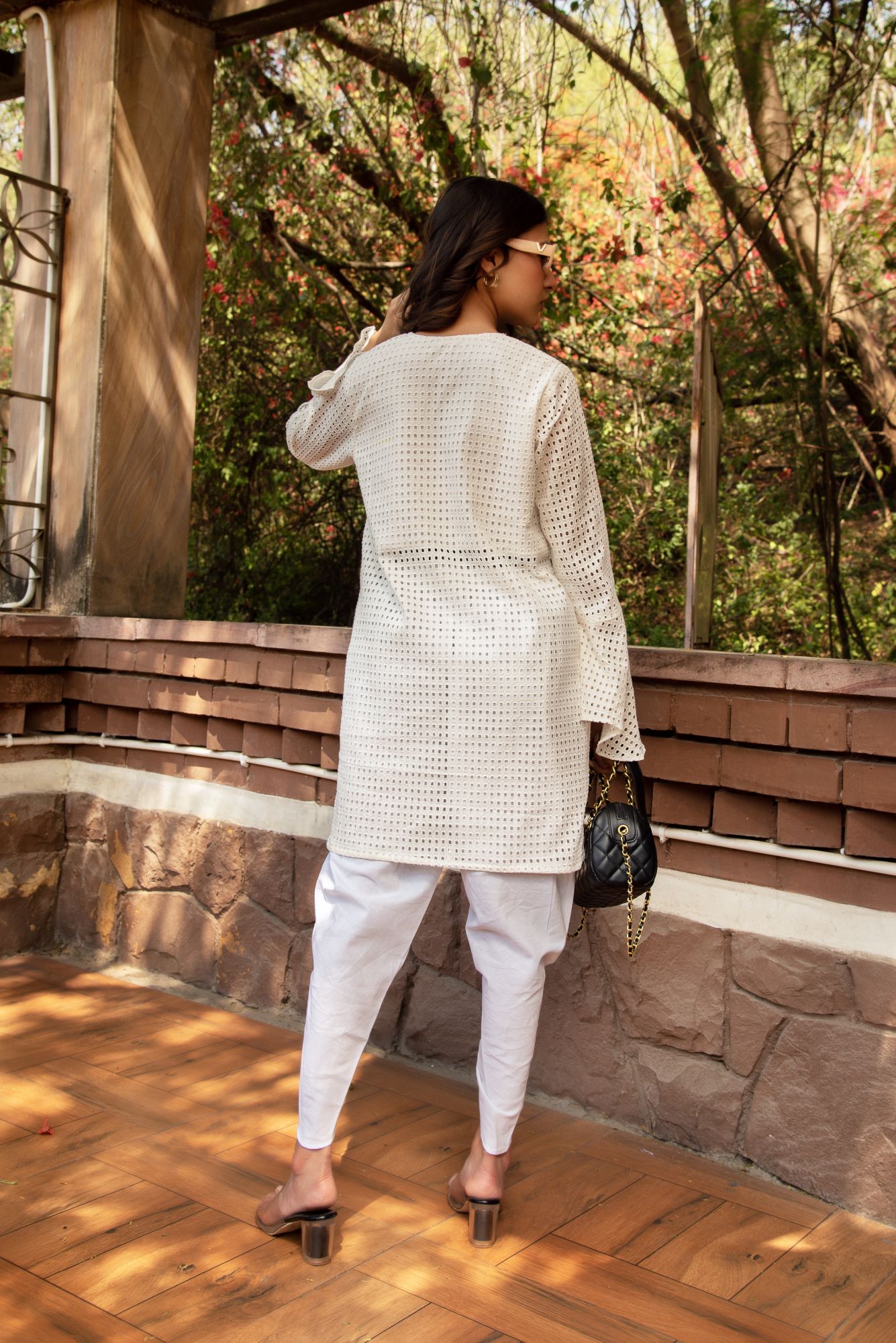 Pearl White schiffli Coord Set