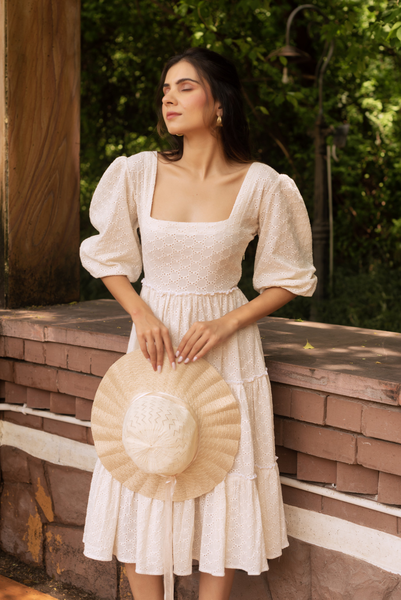 White Schiffli Tier Dress