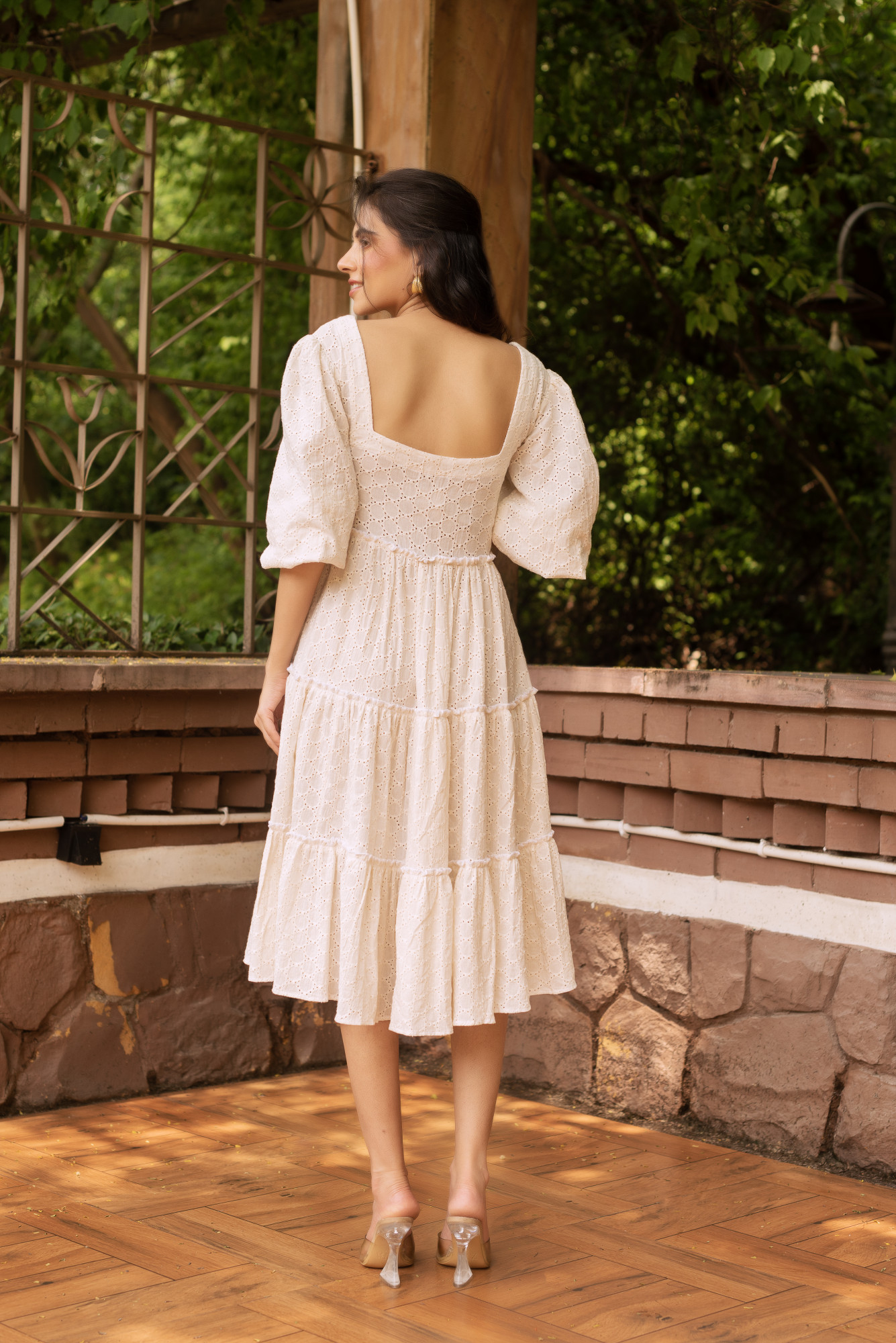 White Schiffli Tier Dress