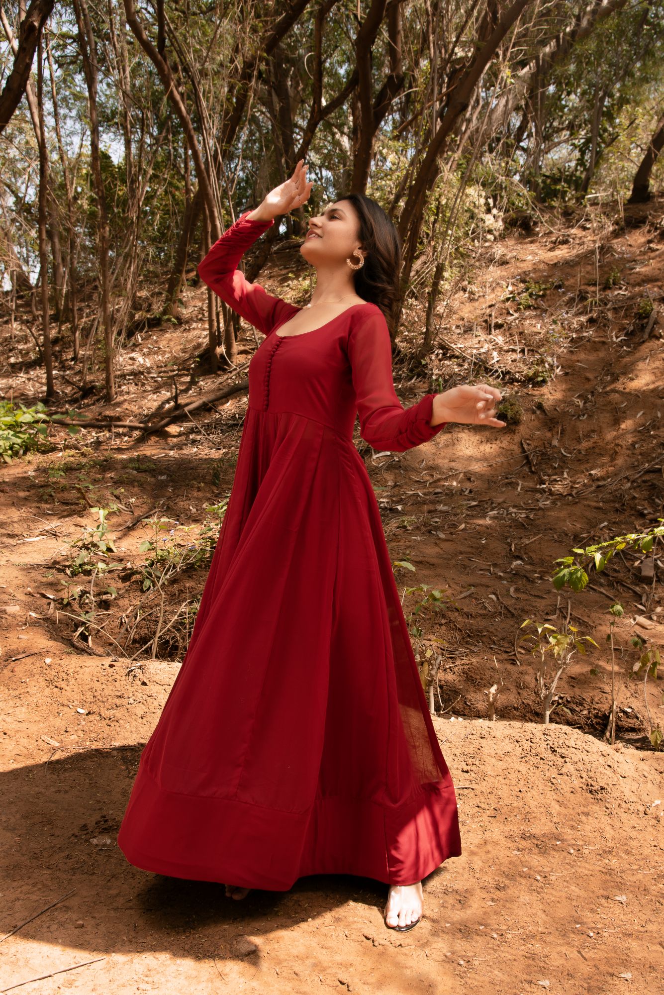 Maroon Georgette Cape Coord Set