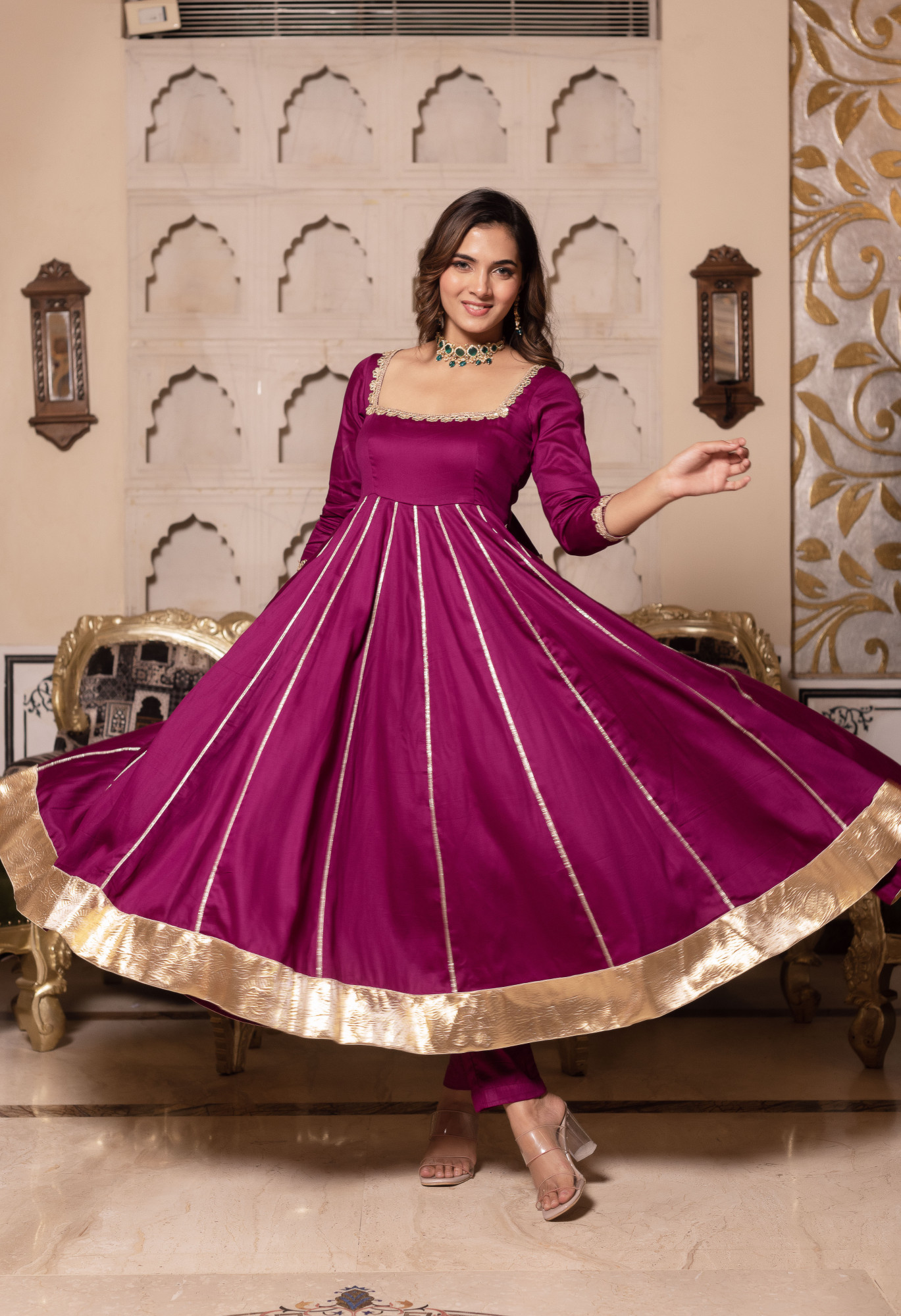 Pink Berry Anarkali Suit Set