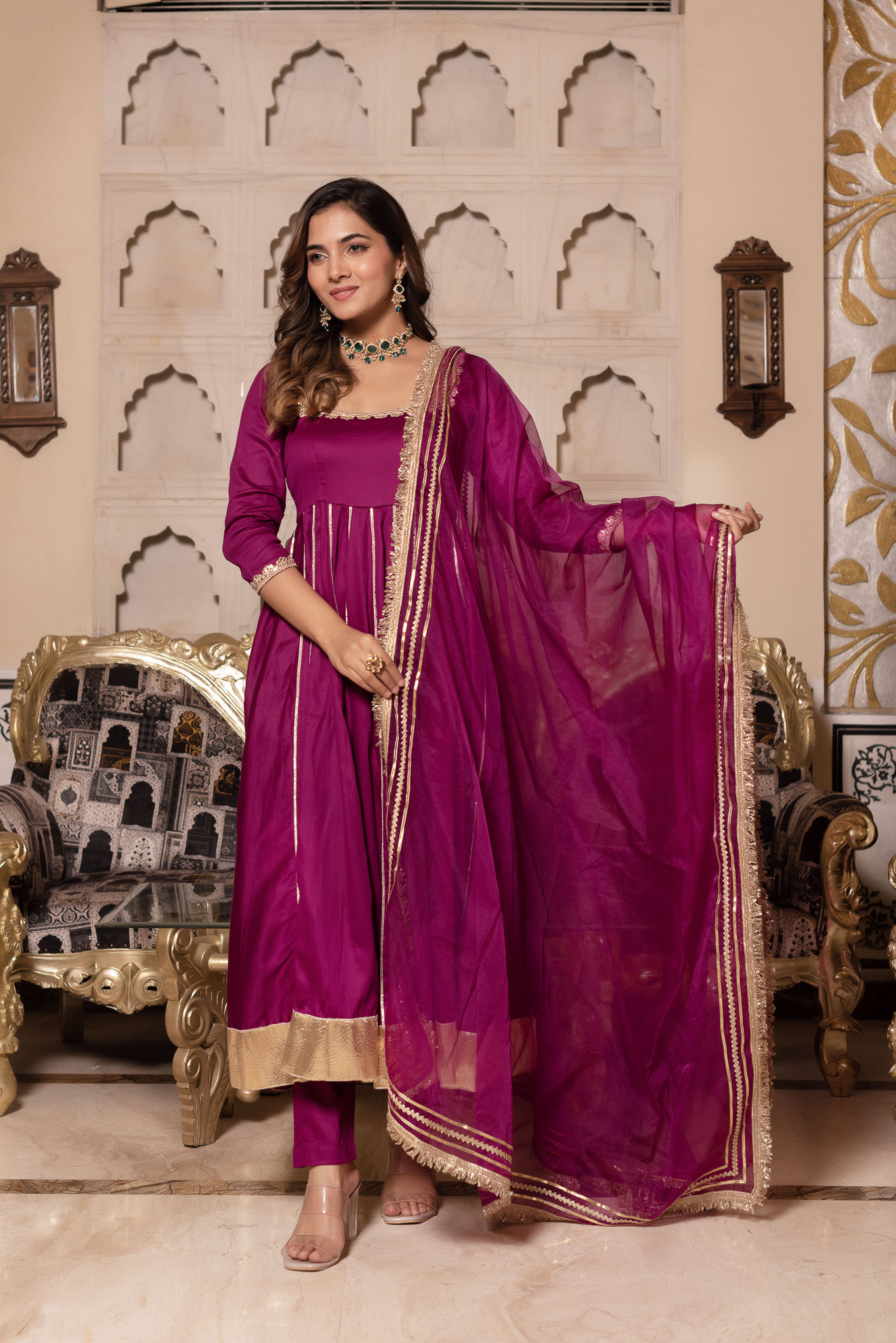 Pink Berry Anarkali Suit Set