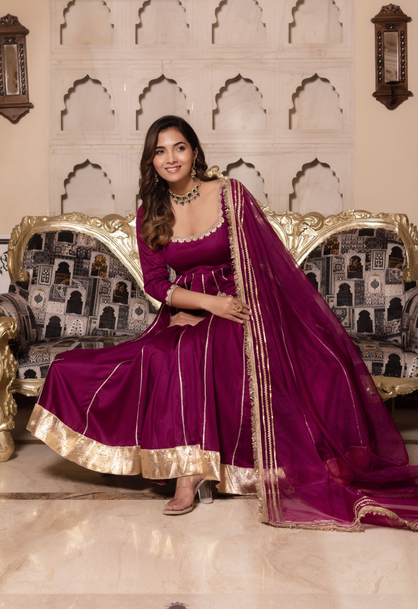 Pink Berry Anarkali Suit Set