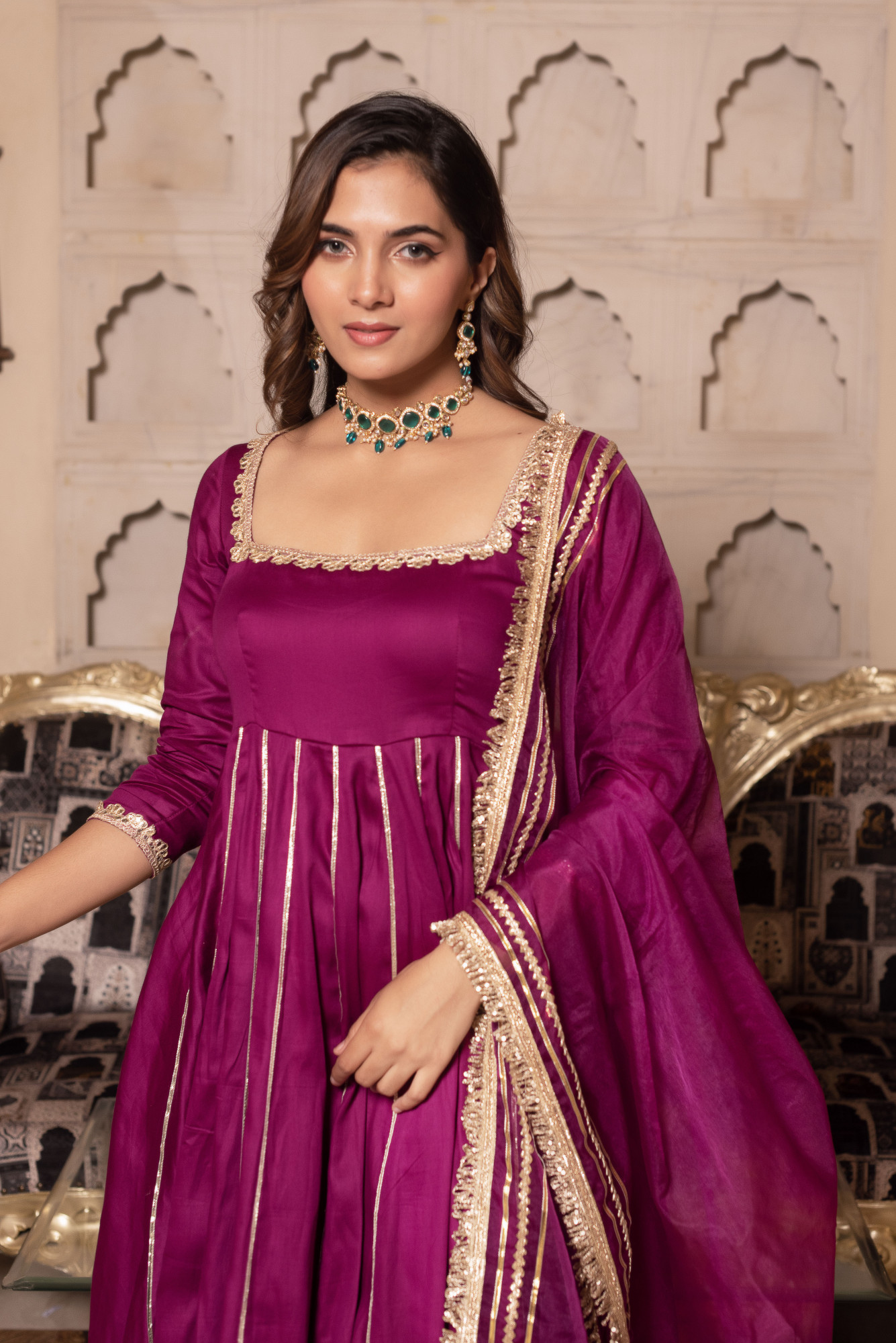 Pink Berry Anarkali Suit Set