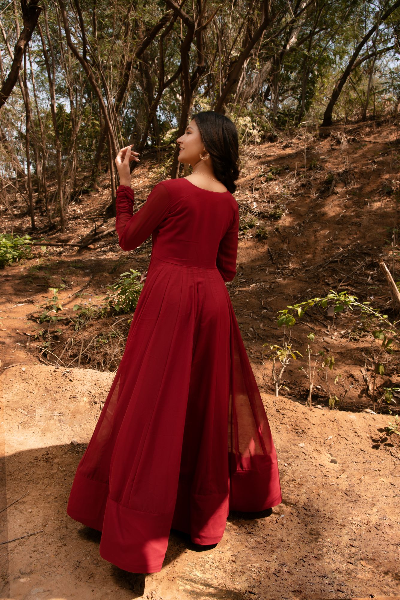 Maroon Georgette Cape Coord Set