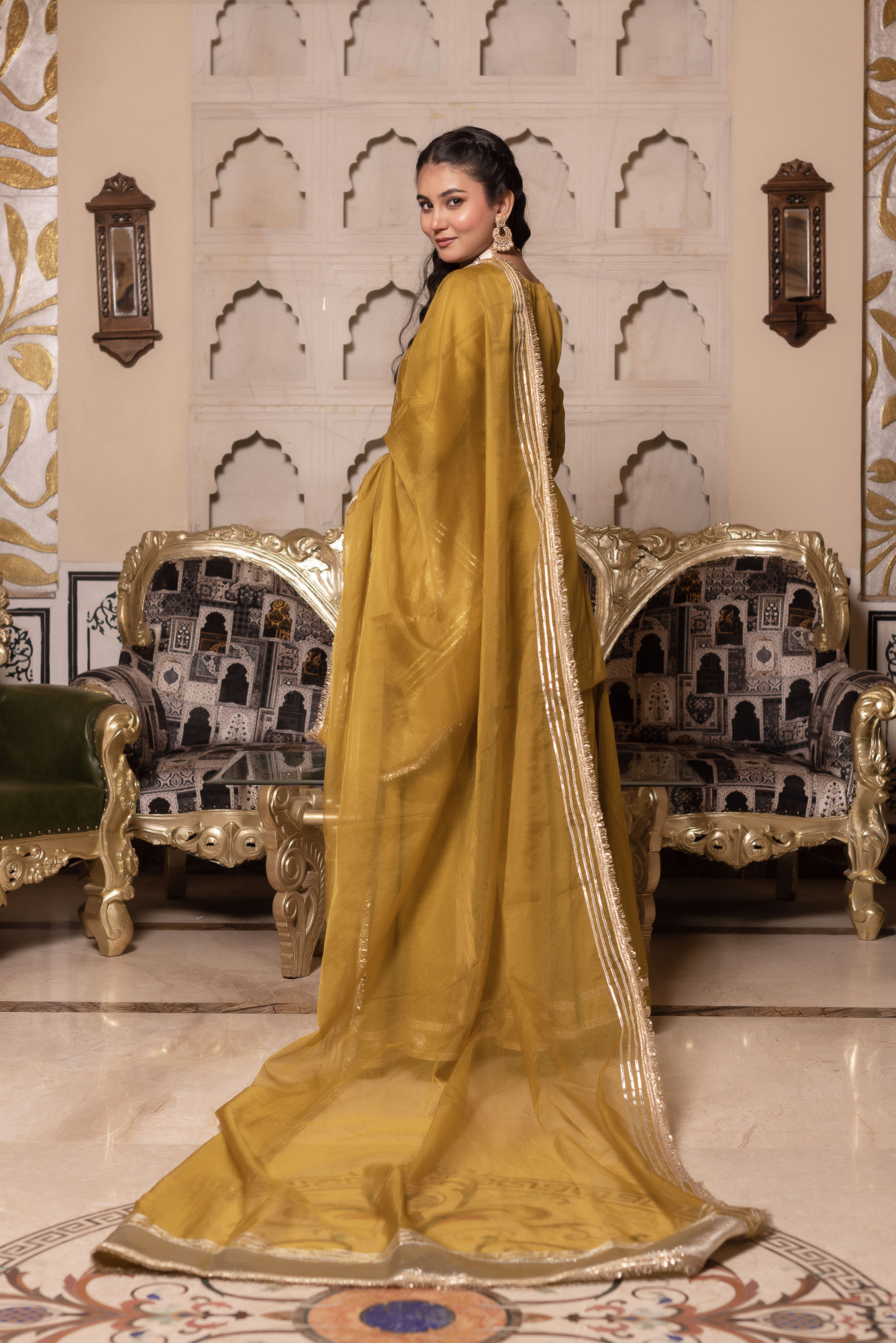 Golden Gottaptti Gharara Set