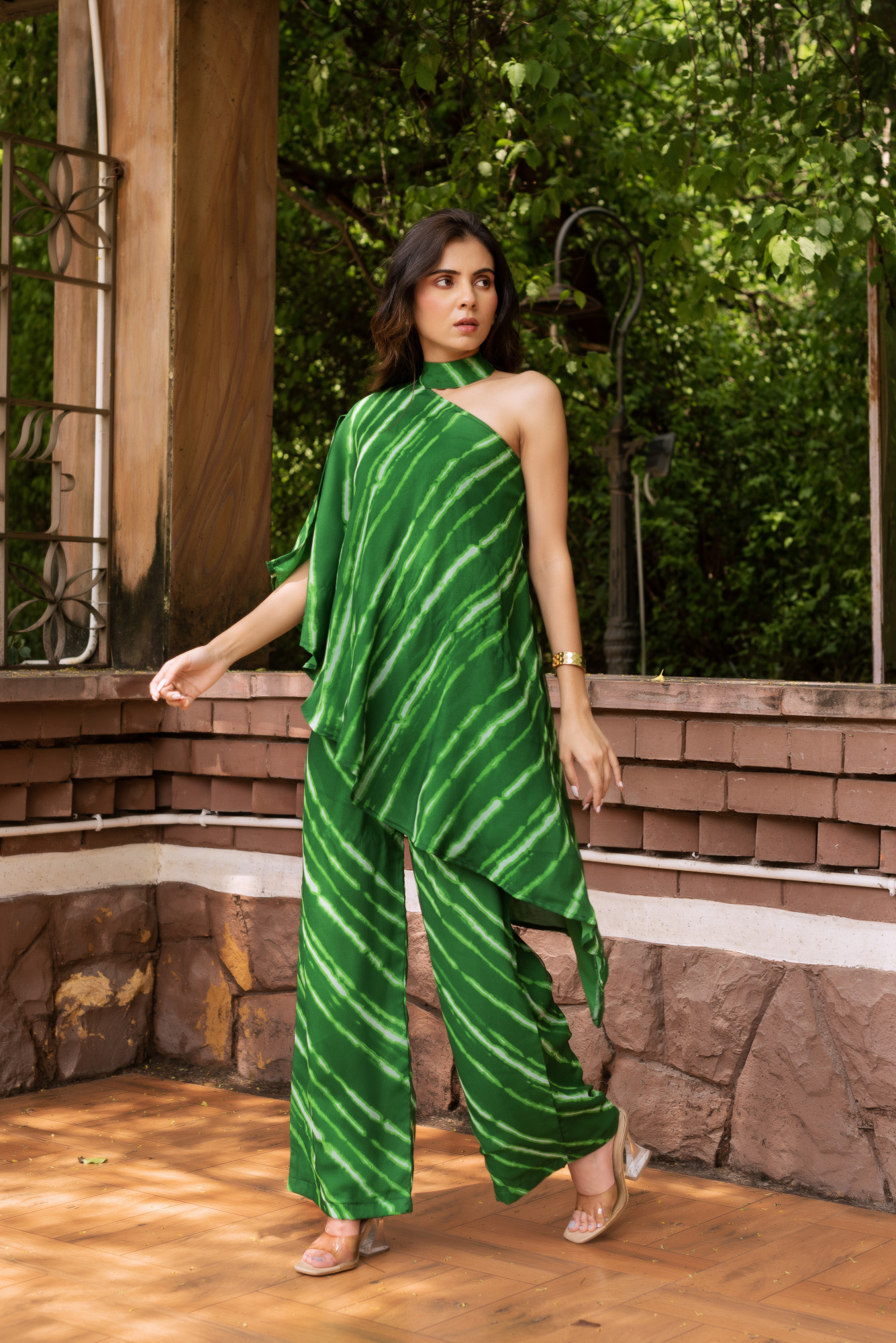 Green Lehriya Coord Set