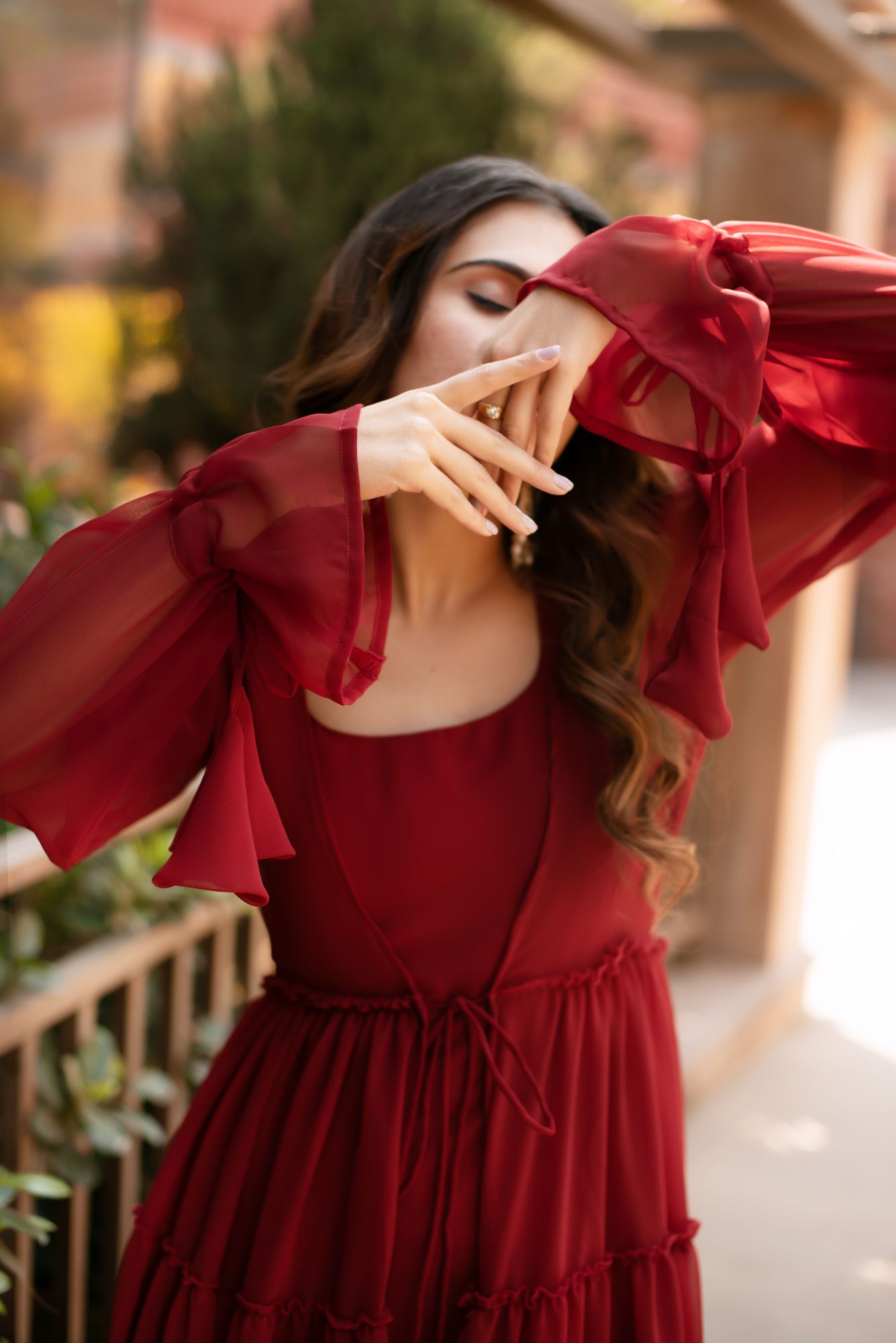 Maroon Georgette Sharara Shrug Set