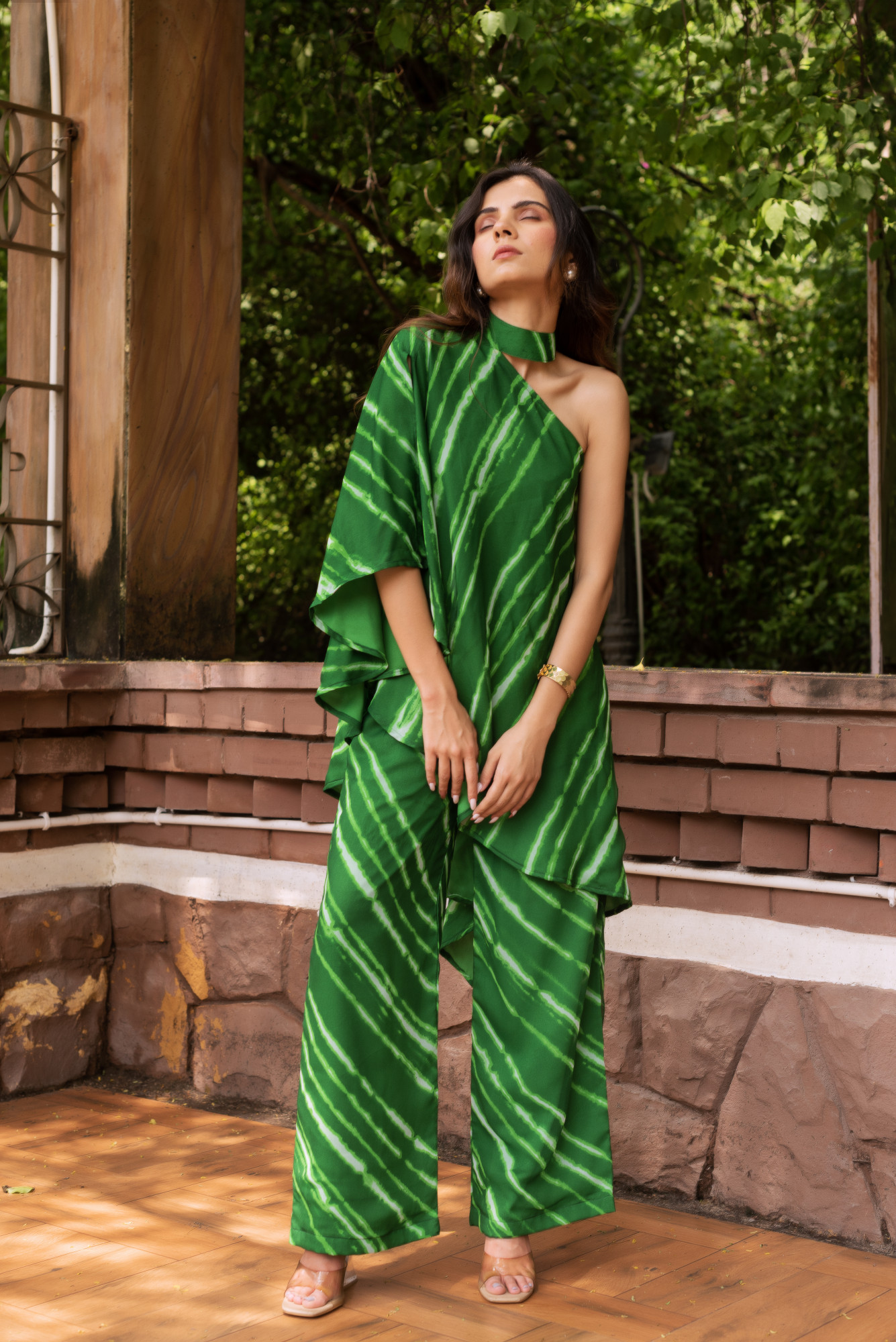 Green Lehriya Coord Set