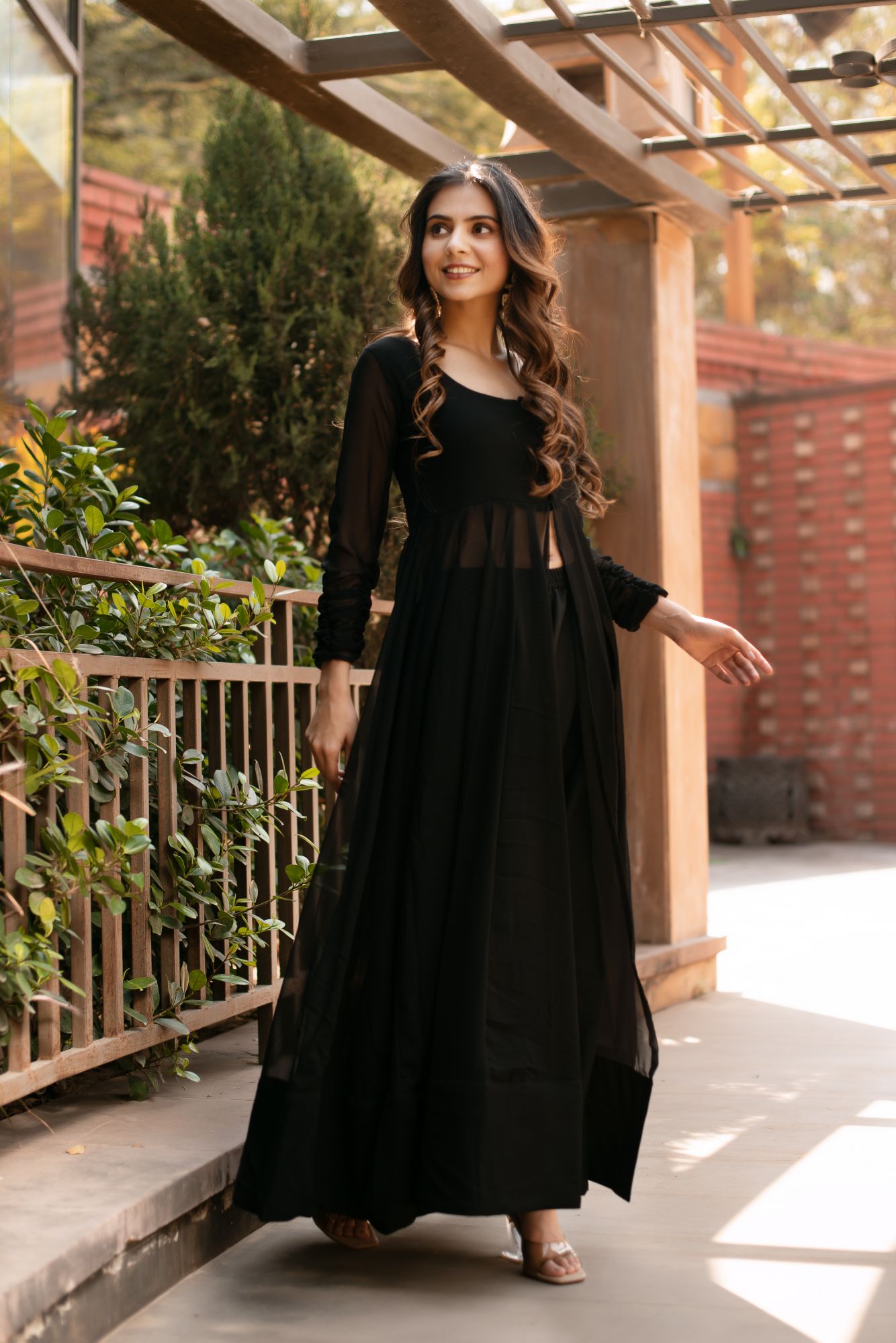 Black Georgette Cape Coord Set
