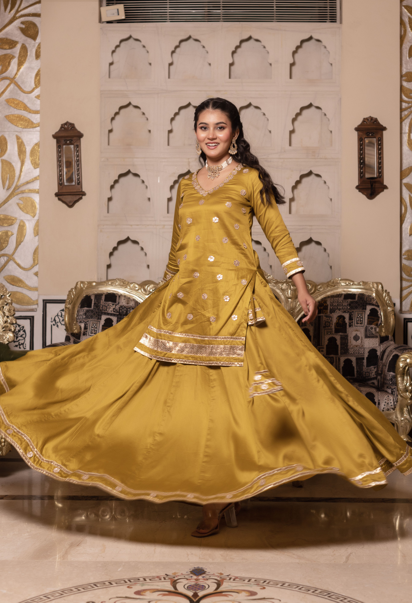 Golden Gottaptti Gharara Set