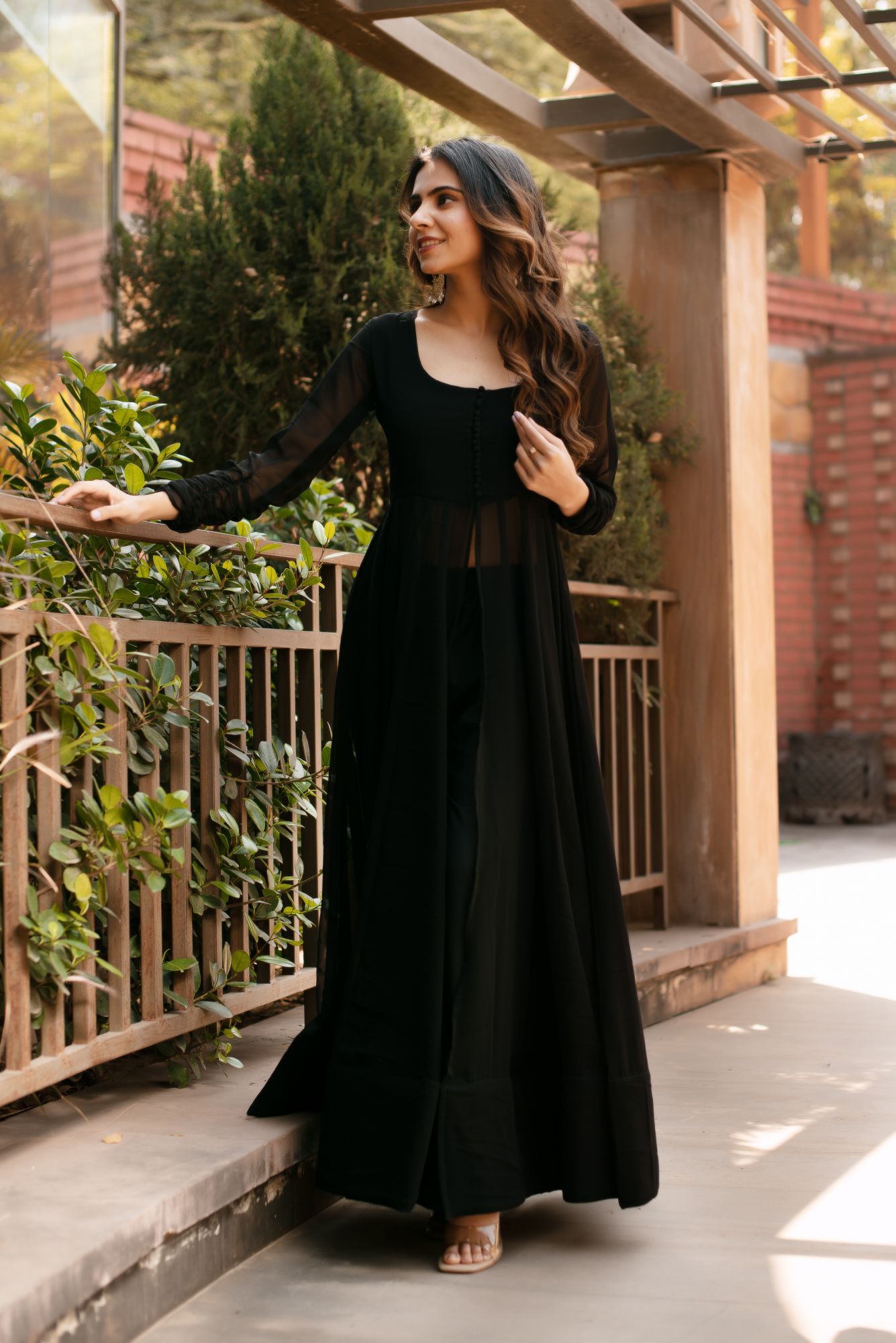 Black Georgette Cape Coord Set