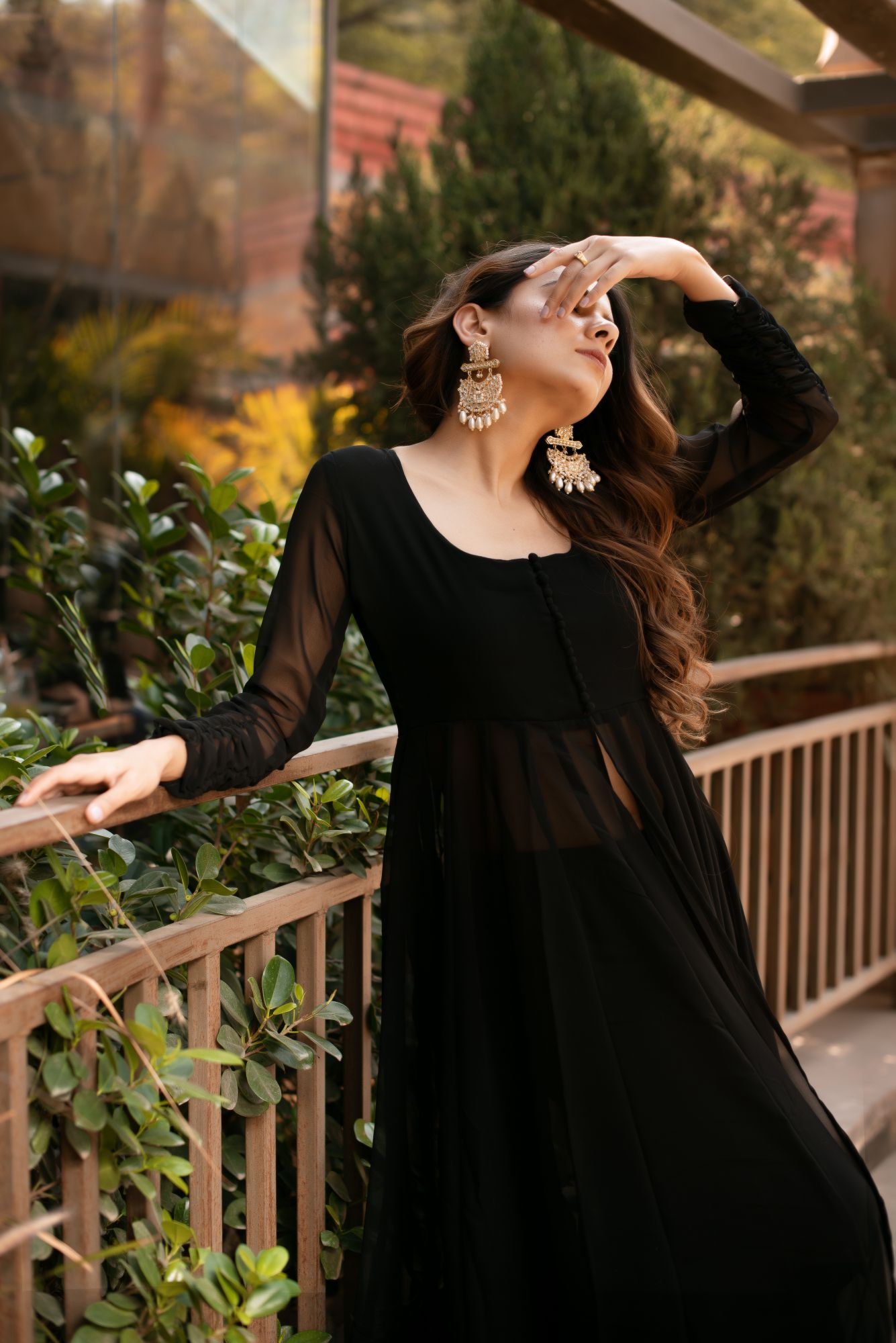 Black Georgette Cape Coord Set