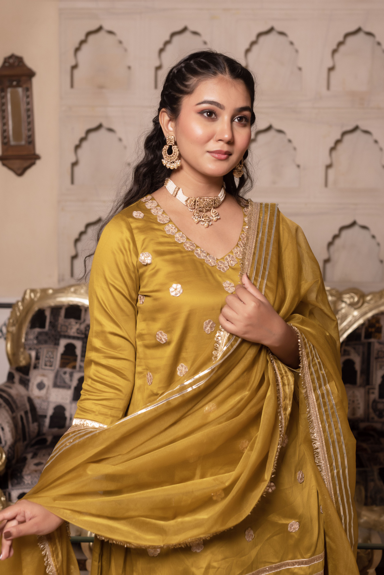 Golden Gottaptti Gharara Set