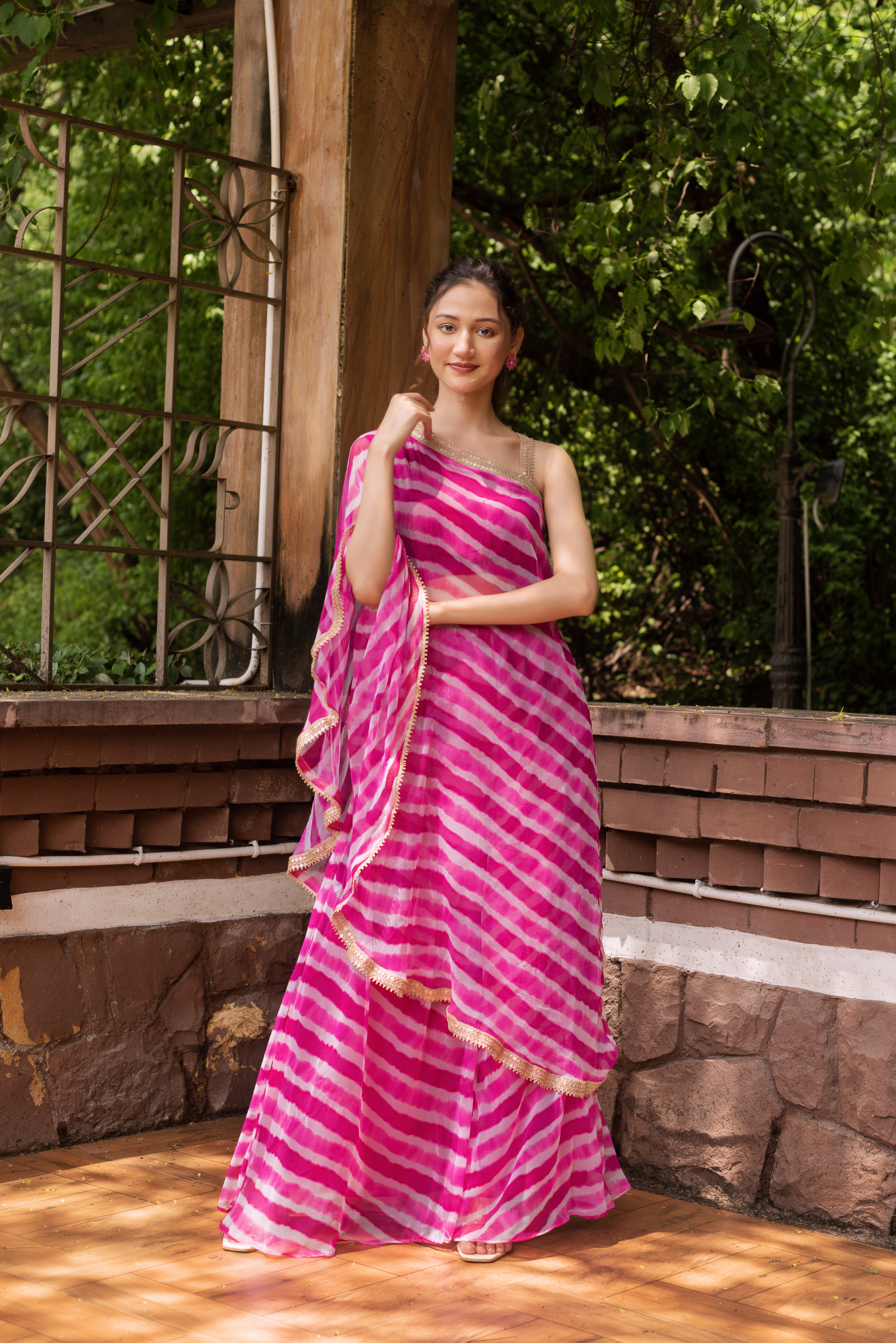 Pink Lehriya Coord Set