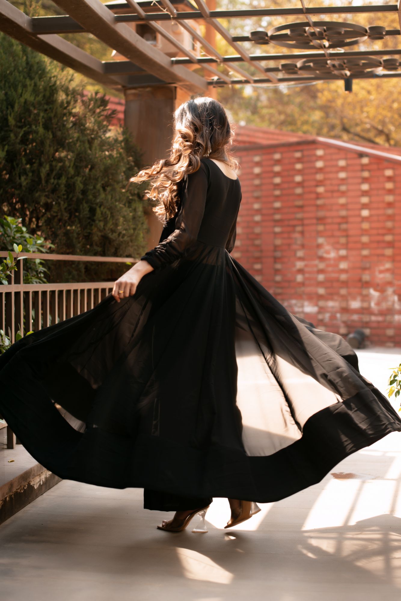 Black Georgette Cape Coord Set