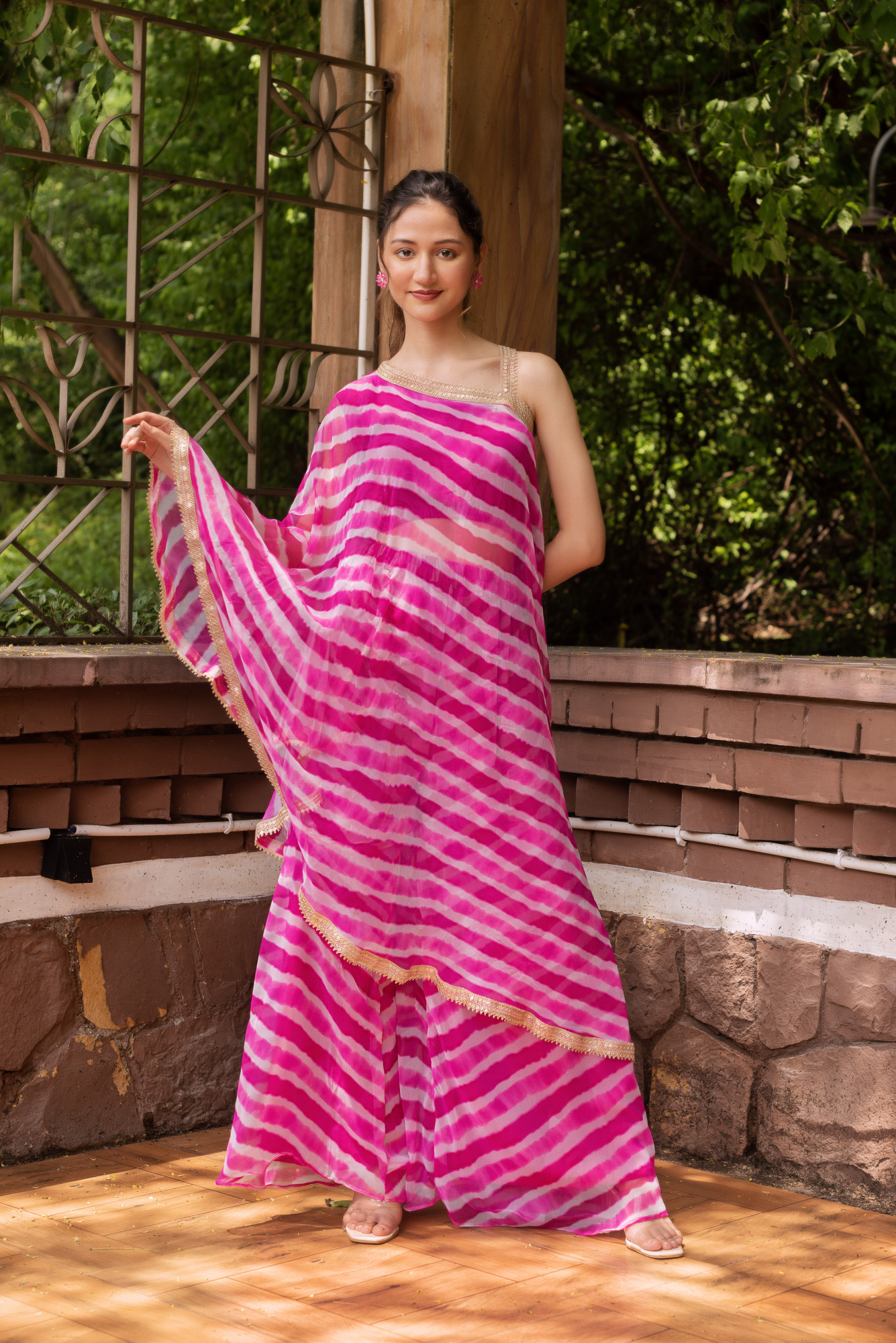 Pink Lehriya Coord Set