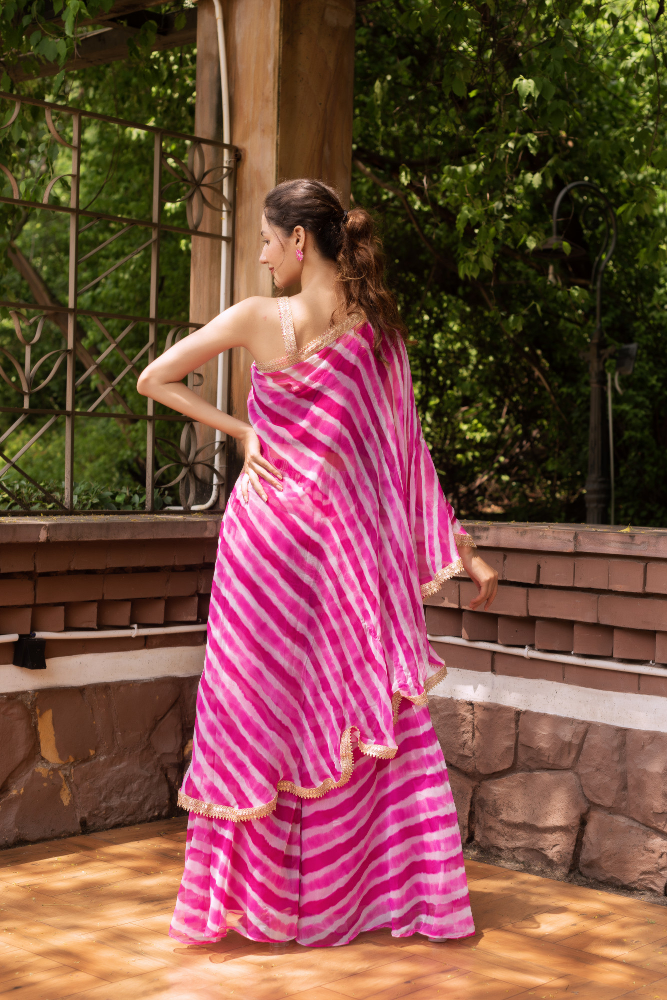 Pink Lehriya Coord Set