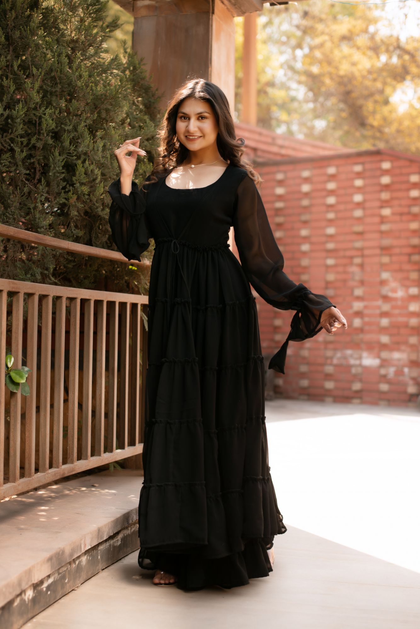 Black Georgette Sharara Shrug Set