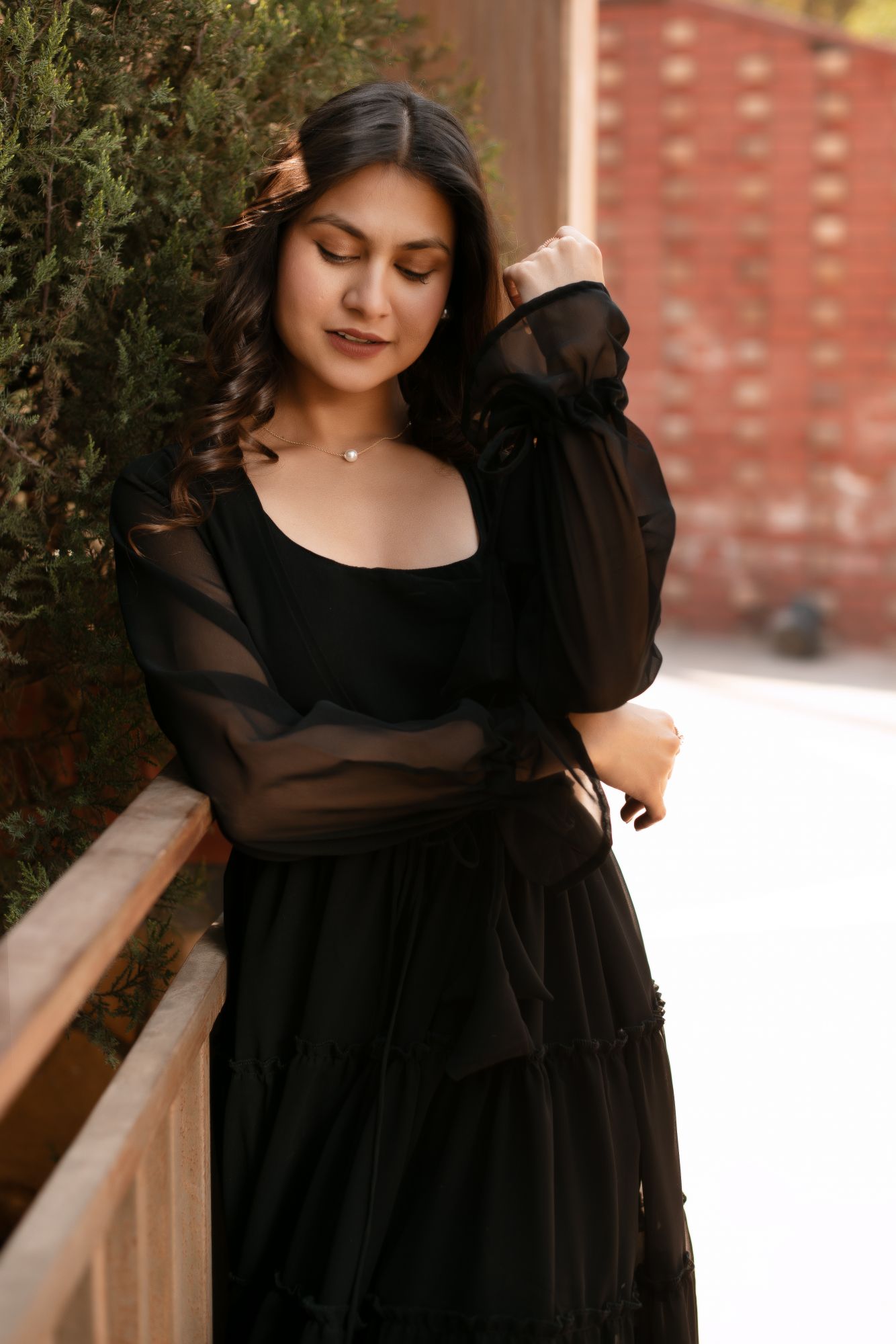 Black Georgette Sharara Shrug Set